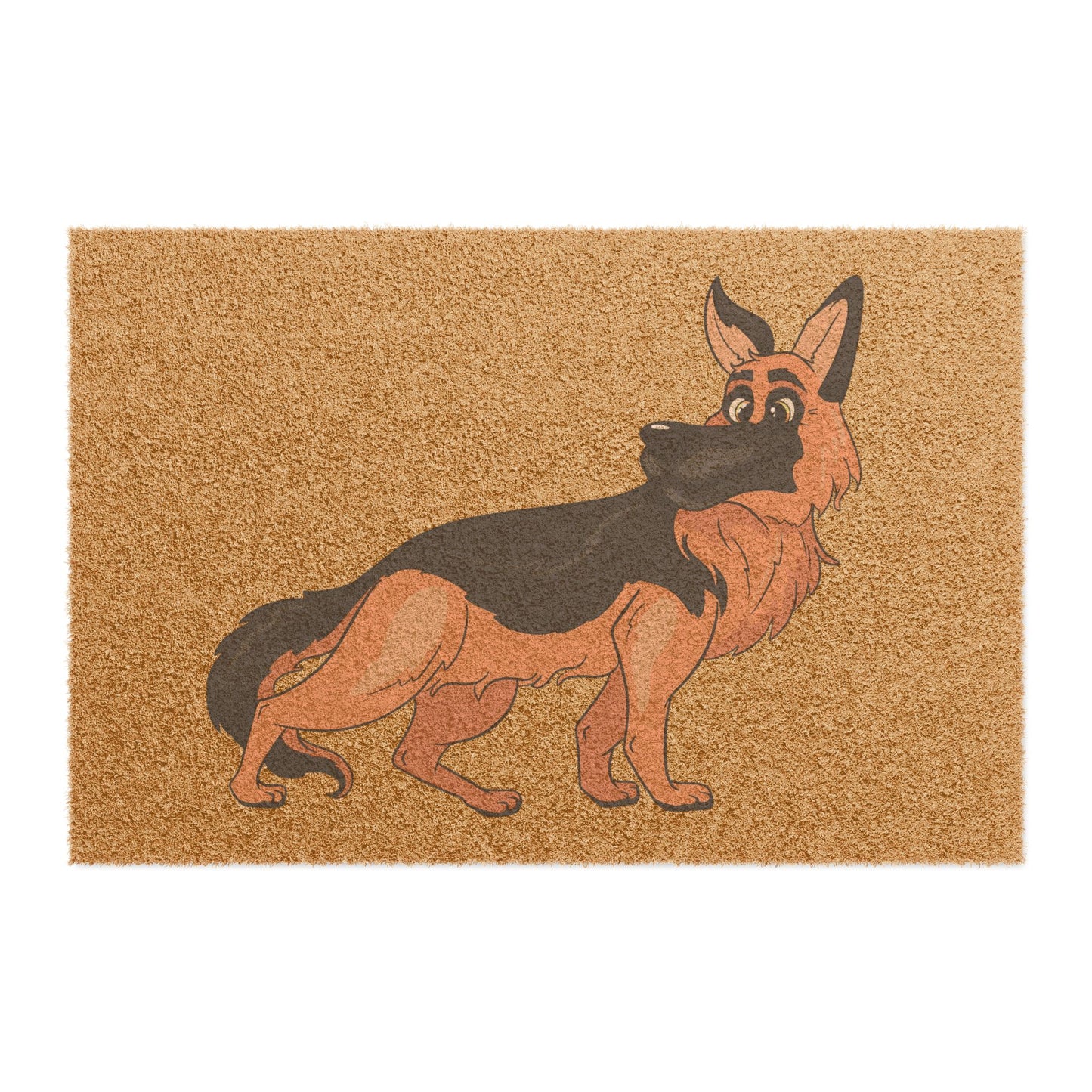 Dog Lovers Doormat Featuring a Cartoon German Shepherd Turning His Head