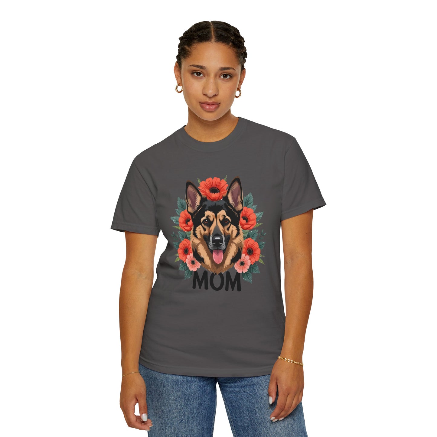 Floral German Shepherd Dog Mom T-Shirt, Perfect Gift for Dog Lovers, Mother’s Day, Birthday, Casual Wear, Comfortable Everyday Tee