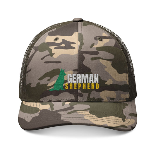 German Shepherd Camouflage Embroidered Trucker Hat - Perfect Gift for Dog Lovers