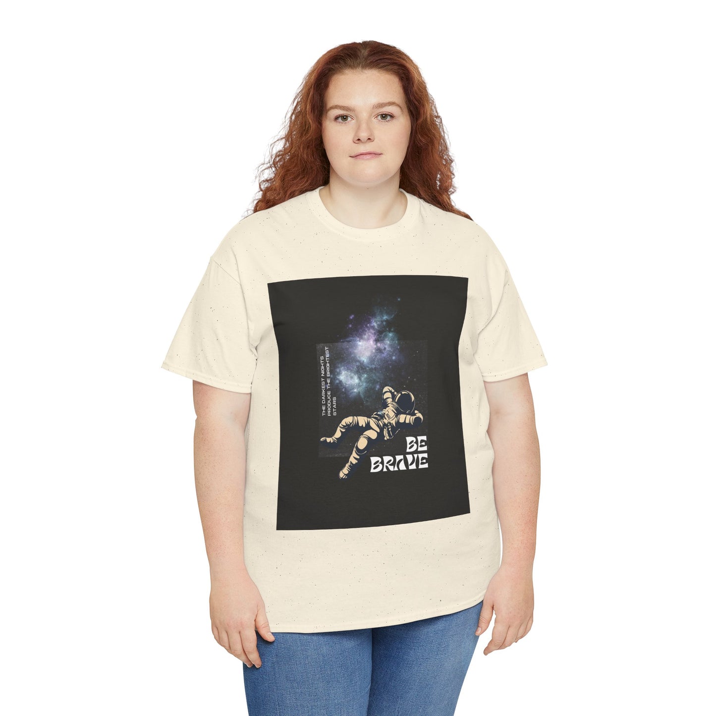 Be Brave Tee, Inspirational T-Shirt, Unisex Cotton Top, Space Graphic Shirt, Motivational Gift, Everyday Wear