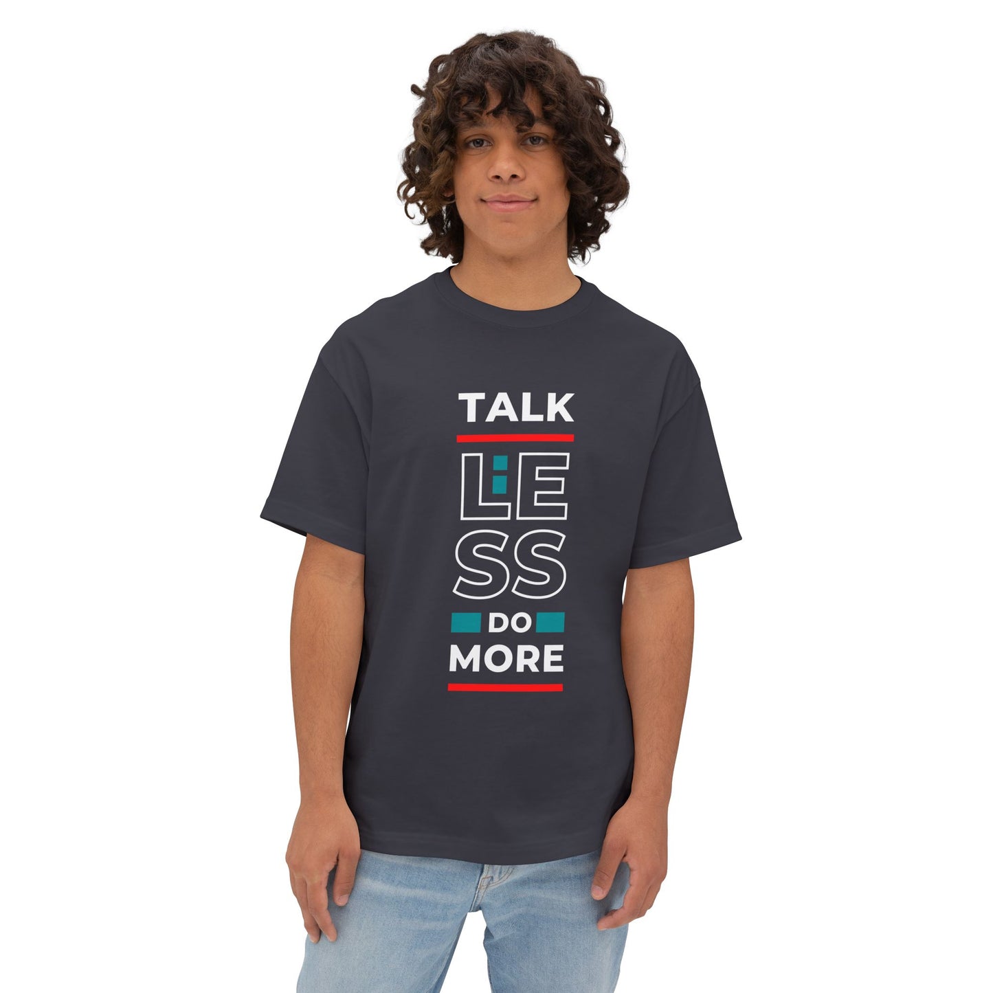 Unisex Oversized Boxy Tee - Motivational Talk Less Do More Shirt, Casual Wear, Everyday Style, Gift for Friends, Comfortable Tee