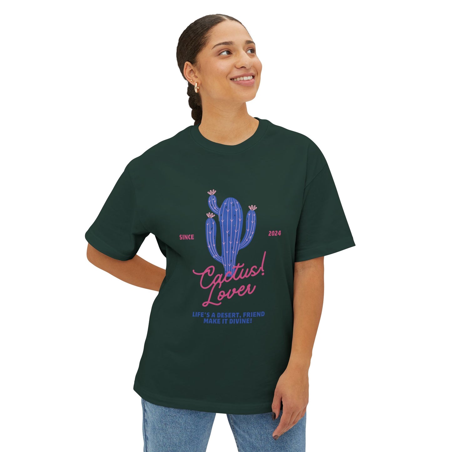Cactus Lover Boxy Tee - Ideal for Plant Enthusiasts, Casual Wear, Gift for Friends, Summer Fashion, Nature Lovers