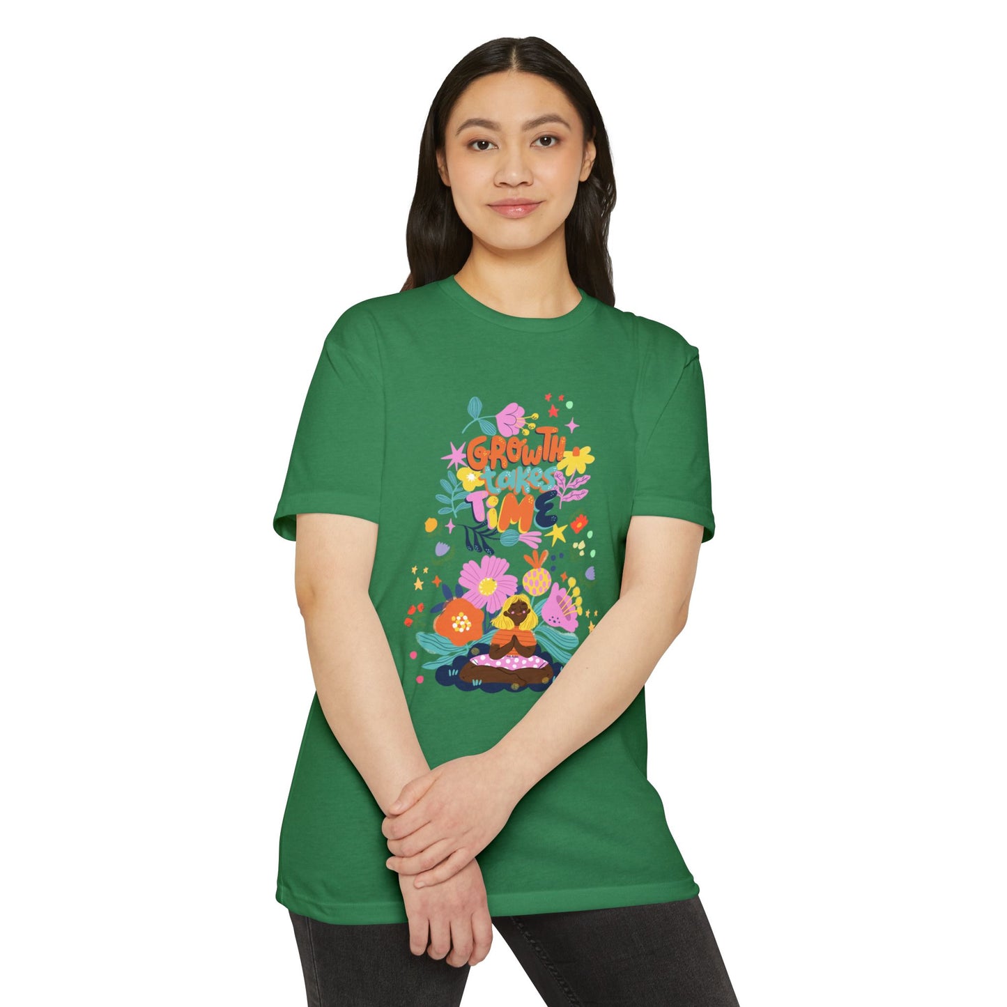 Growth Takes Time Floral Unisex T-Shirt, Spring Tee, Inspirational T-Shirt, Casual Wear, Unique Gift Idea