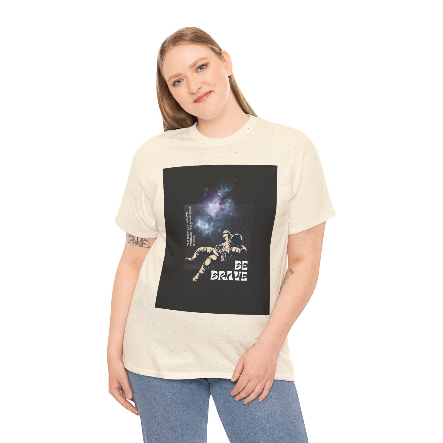 Be Brave Tee, Inspirational T-Shirt, Unisex Cotton Top, Space Graphic Shirt, Motivational Gift, Everyday Wear