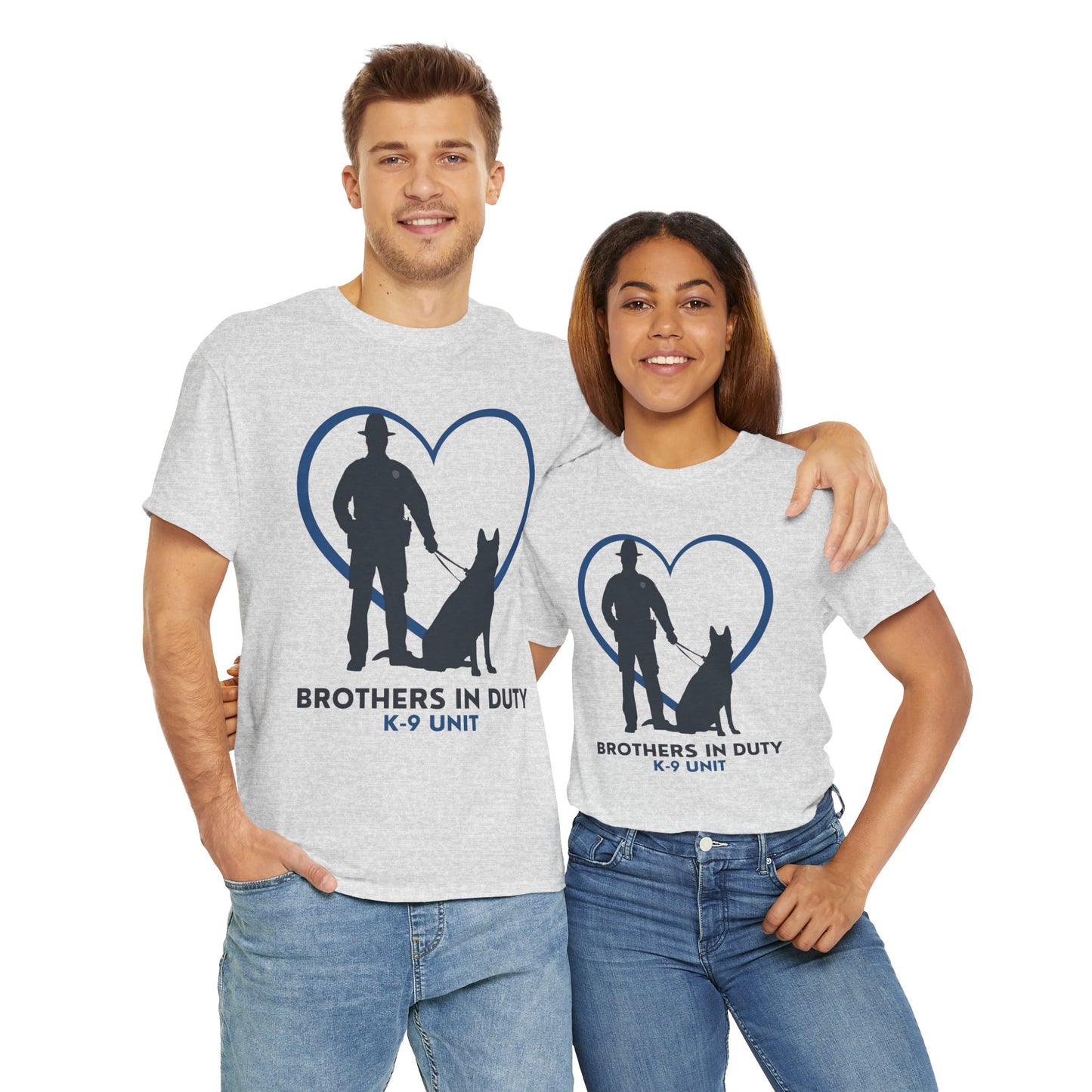 Heartfelt K-9 Unit Tee - Brothers In Duty | Police Officer Gift, Dog Lover Shirt, Law Enforcement Apparel