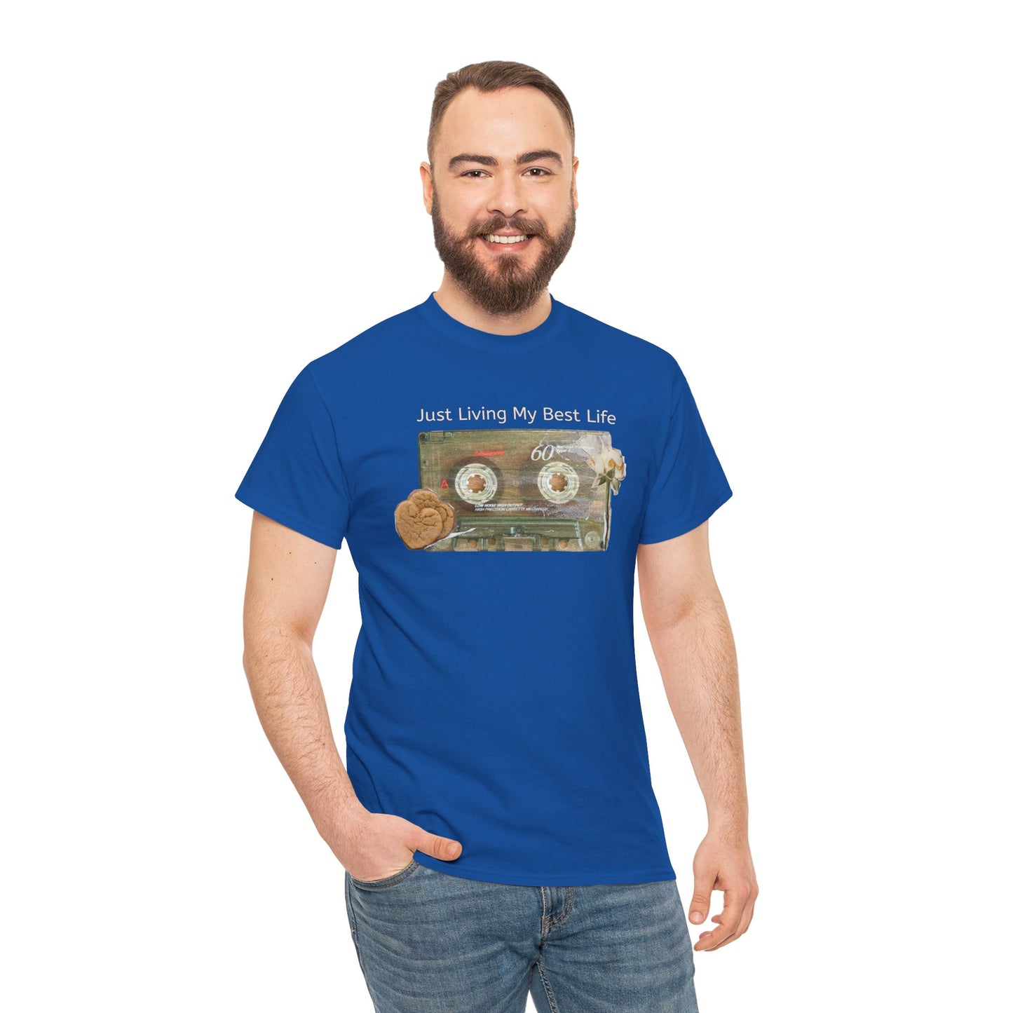 Just Living My Best Life Tee, Vintage Cassette T-Shirt, Casual Wear, Gift for Friends, Music Lover's Apparel
