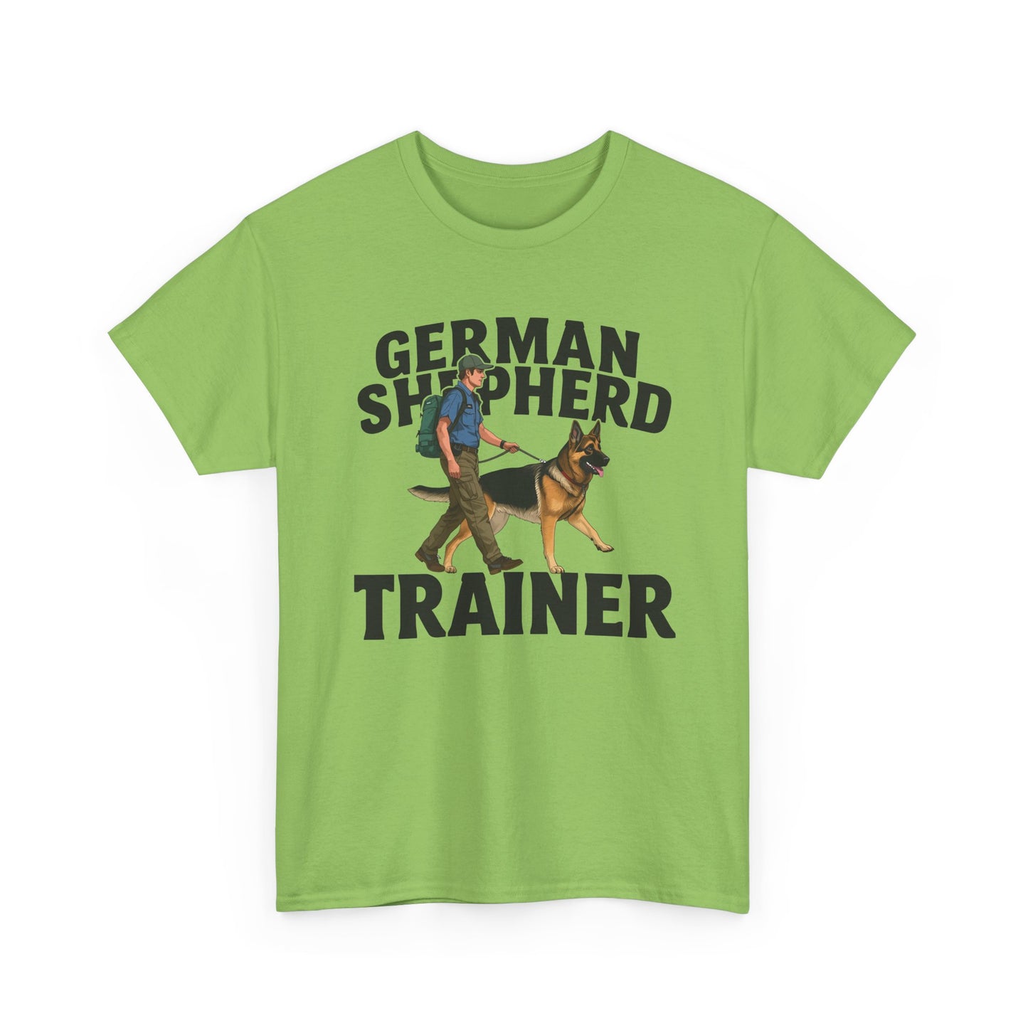 German Shepherd Trainer Tee - Man Holding a German Shepherd | Dog Lover Gift