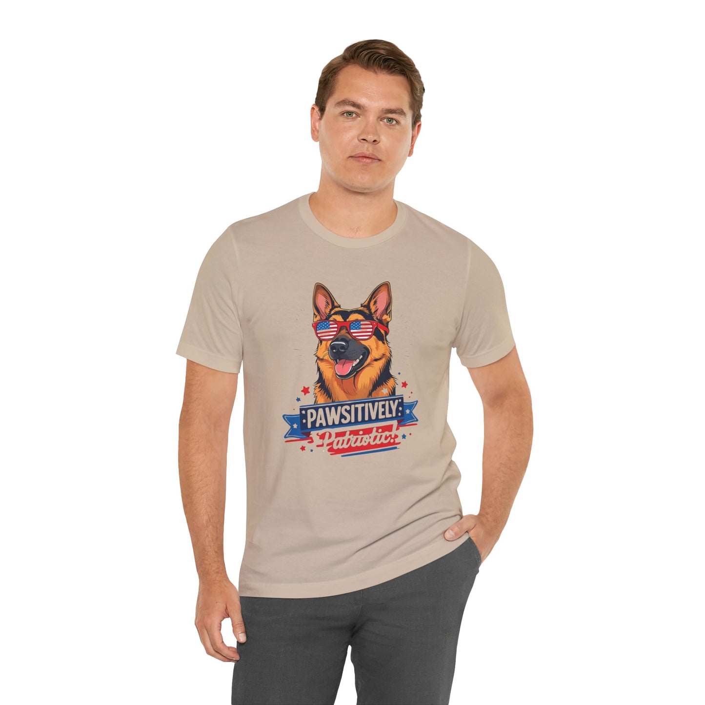 Pawsitively Patriotic German Shepherd Dog Tee, Unisex T-Shirt, Perfect for Summer Celebrations, Pet Lovers Gift, 4th of July Apparel