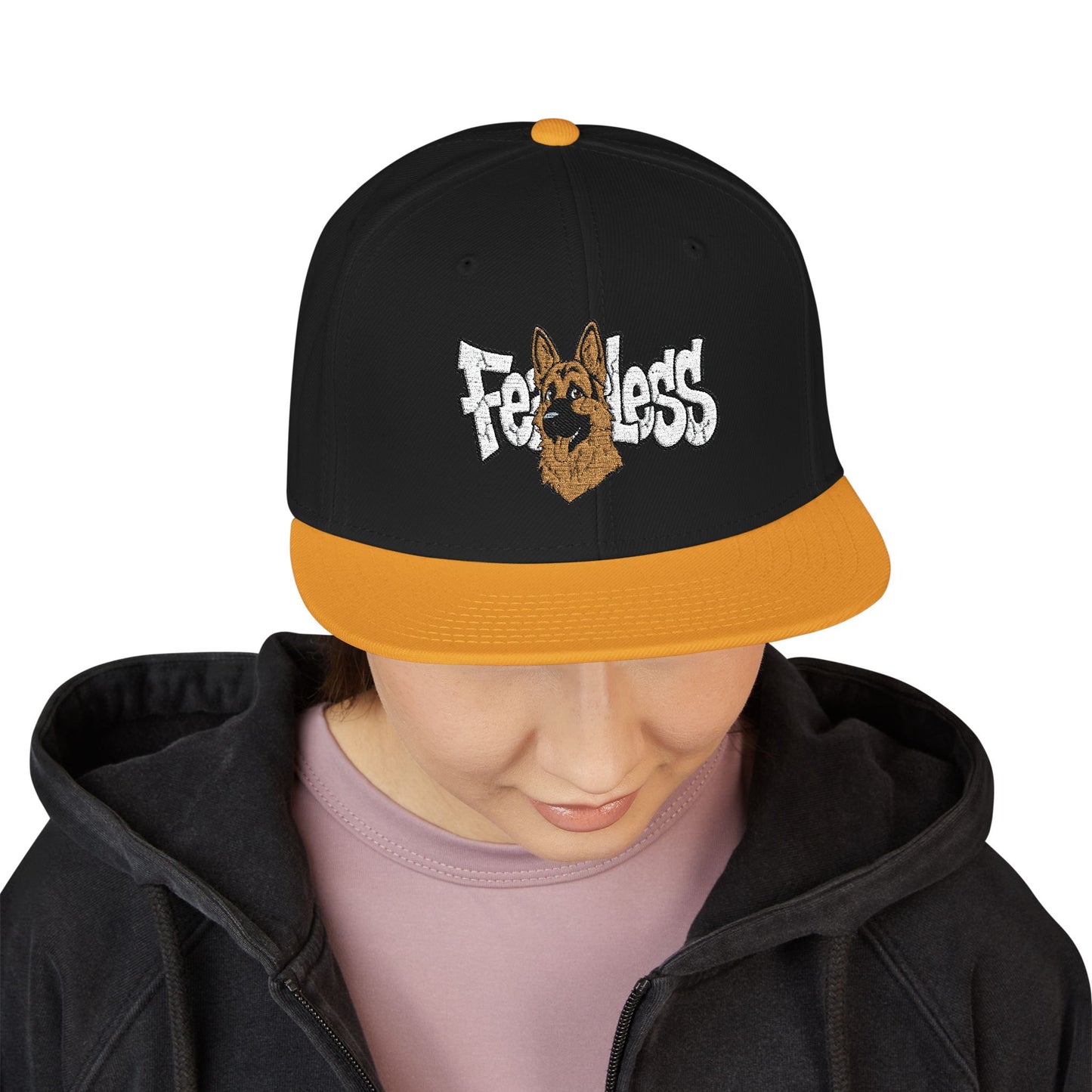 German Shepherd Embroidered Snapback Hat - Fearless