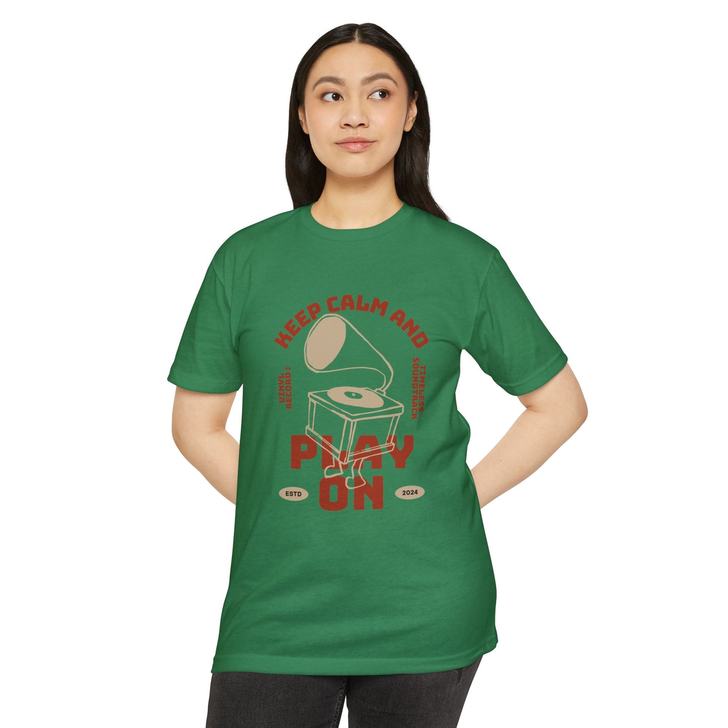 Retro Music Vibe T-Shirt, Unisex Tee, Gift for Music Lovers, Keep Calm and Play On Shirt, Casual Summer Wear, Music Themed Apparel