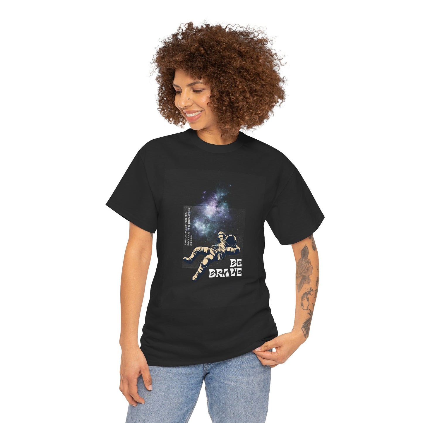 Be Brave Tee, Inspirational T-Shirt, Unisex Cotton Top, Space Graphic Shirt, Motivational Gift, Everyday Wear