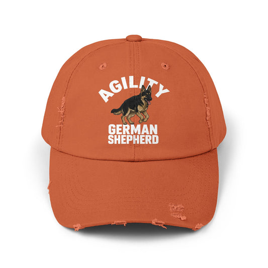 German Shepherd Agility Distressed Cap, Vintage Dog Hat, Pet Lover Gift, Adjustable Baseball Cap, Casual Outdoor Apparel