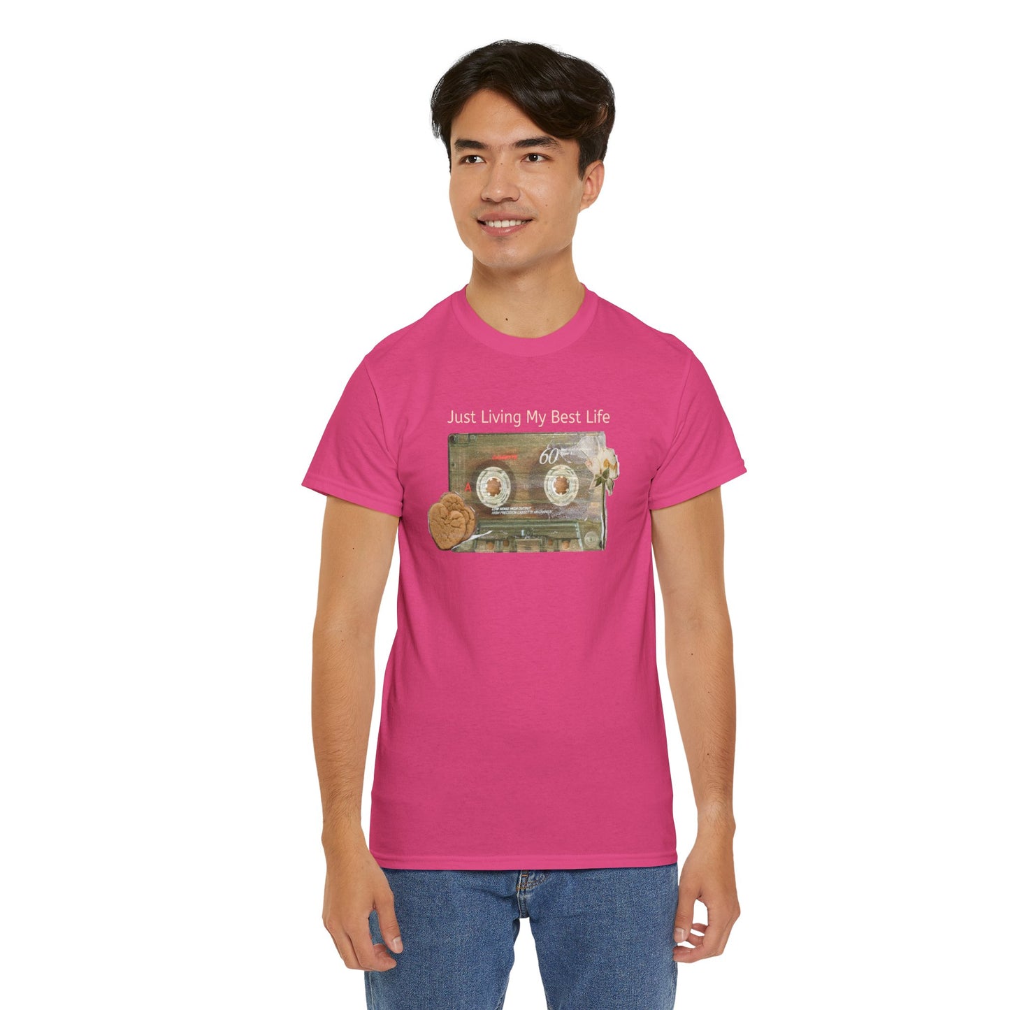 Just Living My Best Life Tee, Vintage Cassette T-Shirt, Casual Wear, Gift for Friends, Music Lover's Apparel