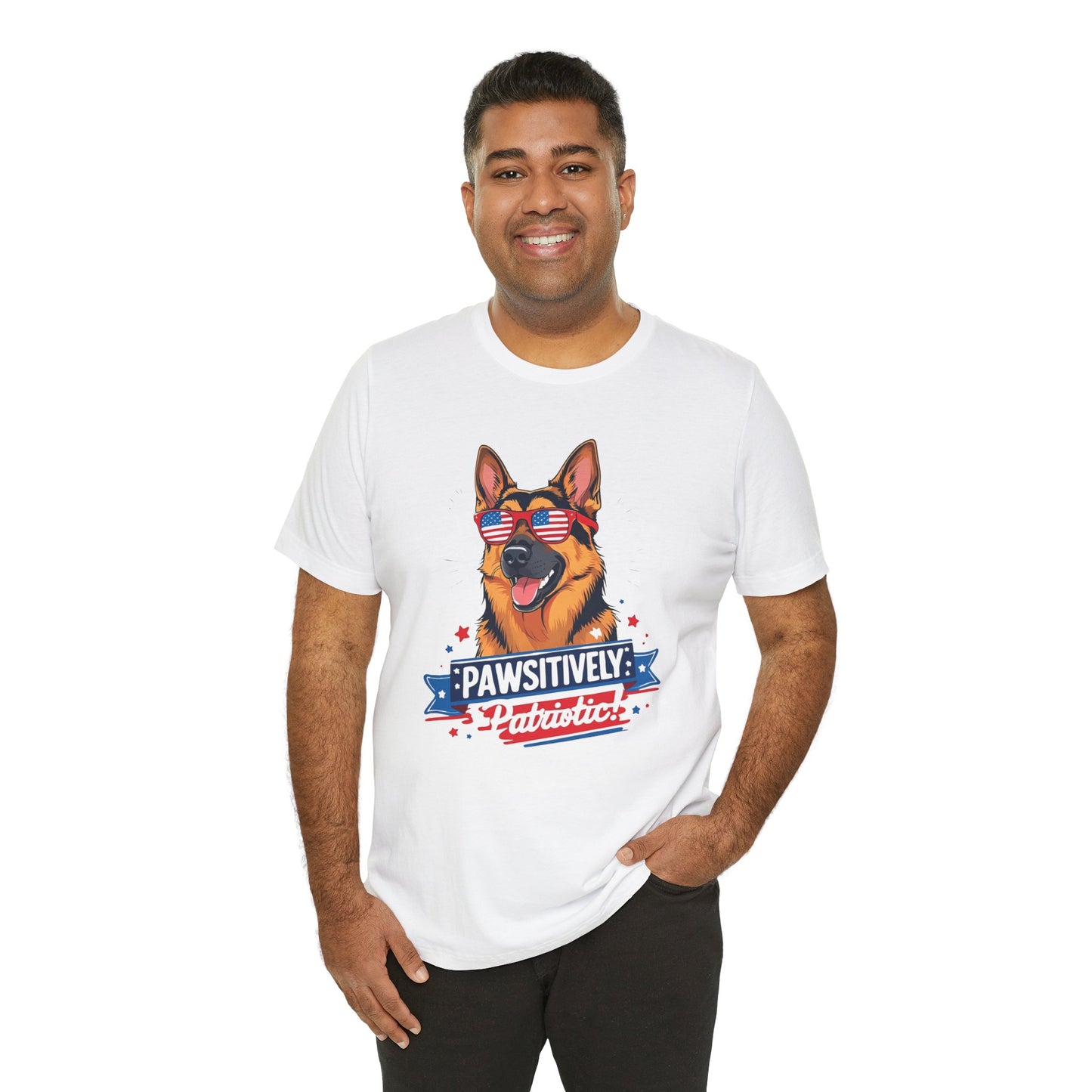 Pawsitively Patriotic German Shepherd Dog Tee, Unisex T-Shirt, Perfect for Summer Celebrations, Pet Lovers Gift, 4th of July Apparel