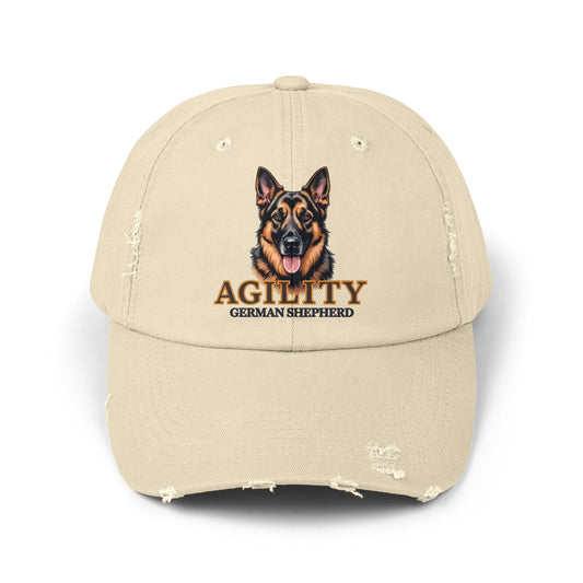 German Shepherd Agility Cap, Distressed Unisex Baseball Hat, Dog Lover Gift, Pet Training Accessory, Outdoor Sports Apparel