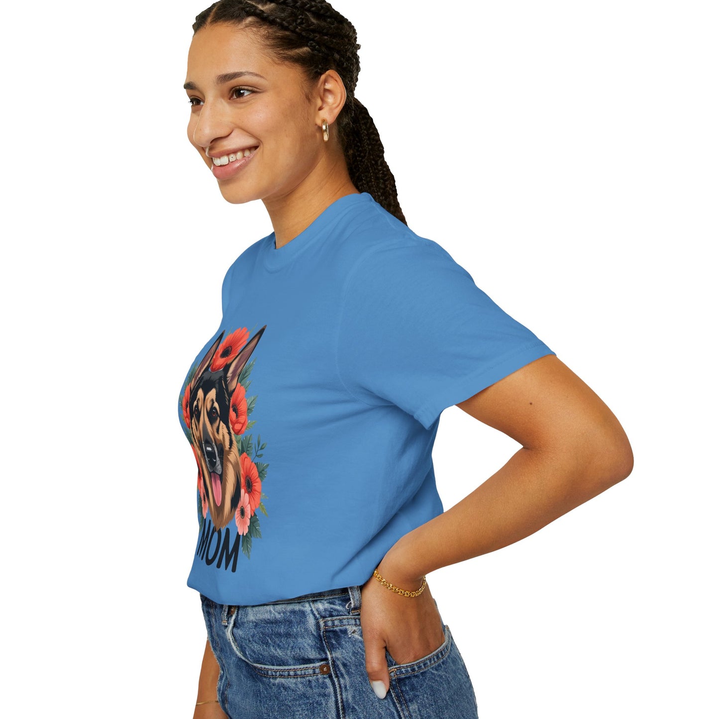 Floral German Shepherd Dog Mom T-Shirt, Perfect Gift for Dog Lovers, Mother’s Day, Birthday, Casual Wear, Comfortable Everyday Tee
