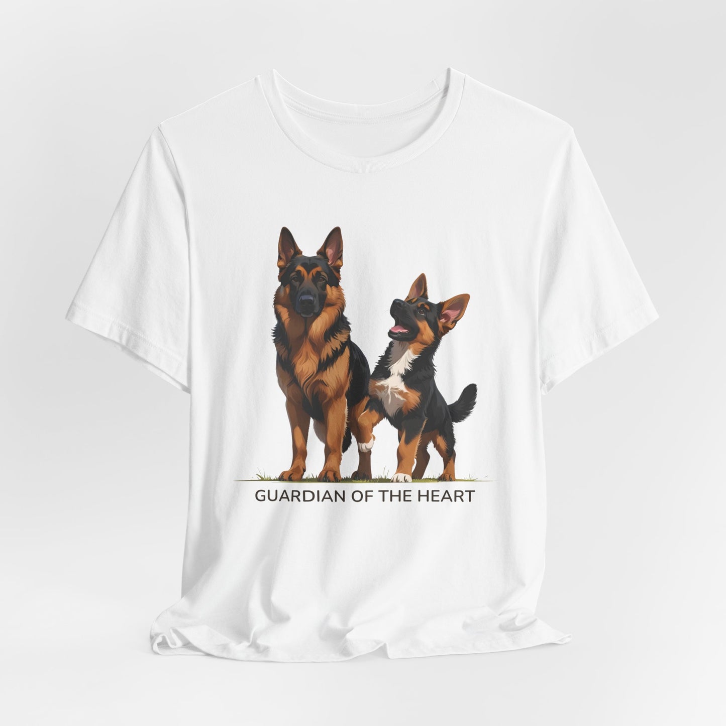 German Shepherd and Puppy Tee - Guardian of the Heart, Gifting for Pet Owners, Cute Graphic Shirt, Perfect for Birthdays, Dog-Themed Apparel