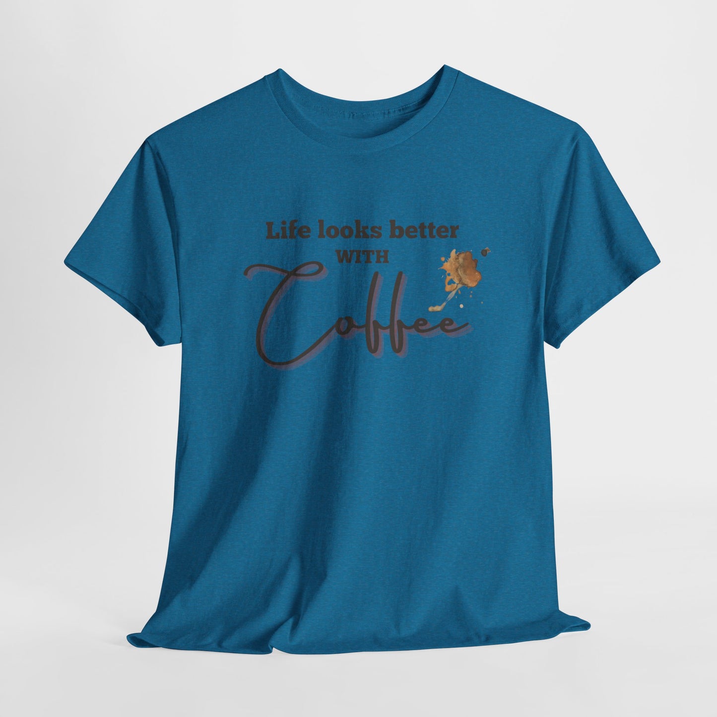 Life Looks Better with Coffee Tee | Unisex Cotton Tee for Coffee Lovers, Gift for Birthdays, Anniversaries, Casual Wear, Coffee-themed