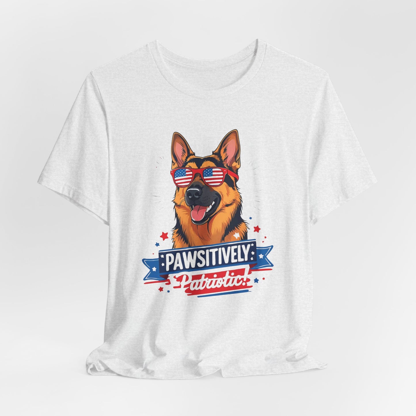 Pawsitively Patriotic German Shepherd Dog Tee, Unisex T-Shirt, Perfect for Summer Celebrations, Pet Lovers Gift, 4th of July Apparel