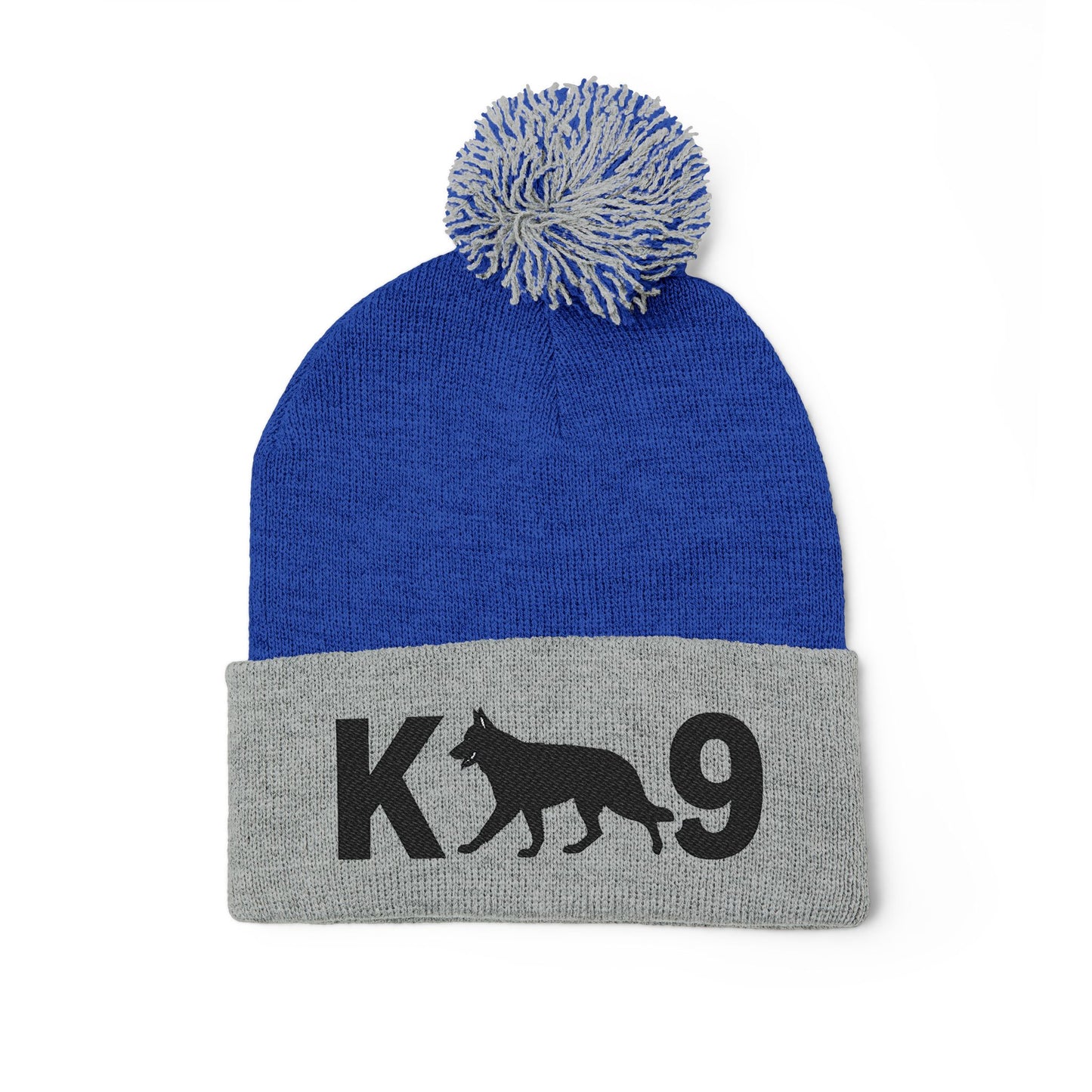 Embroidered K9 Pom-Pom Knit Cap - German Shepherd Design | Winter Beanie, Dog Lover Gift