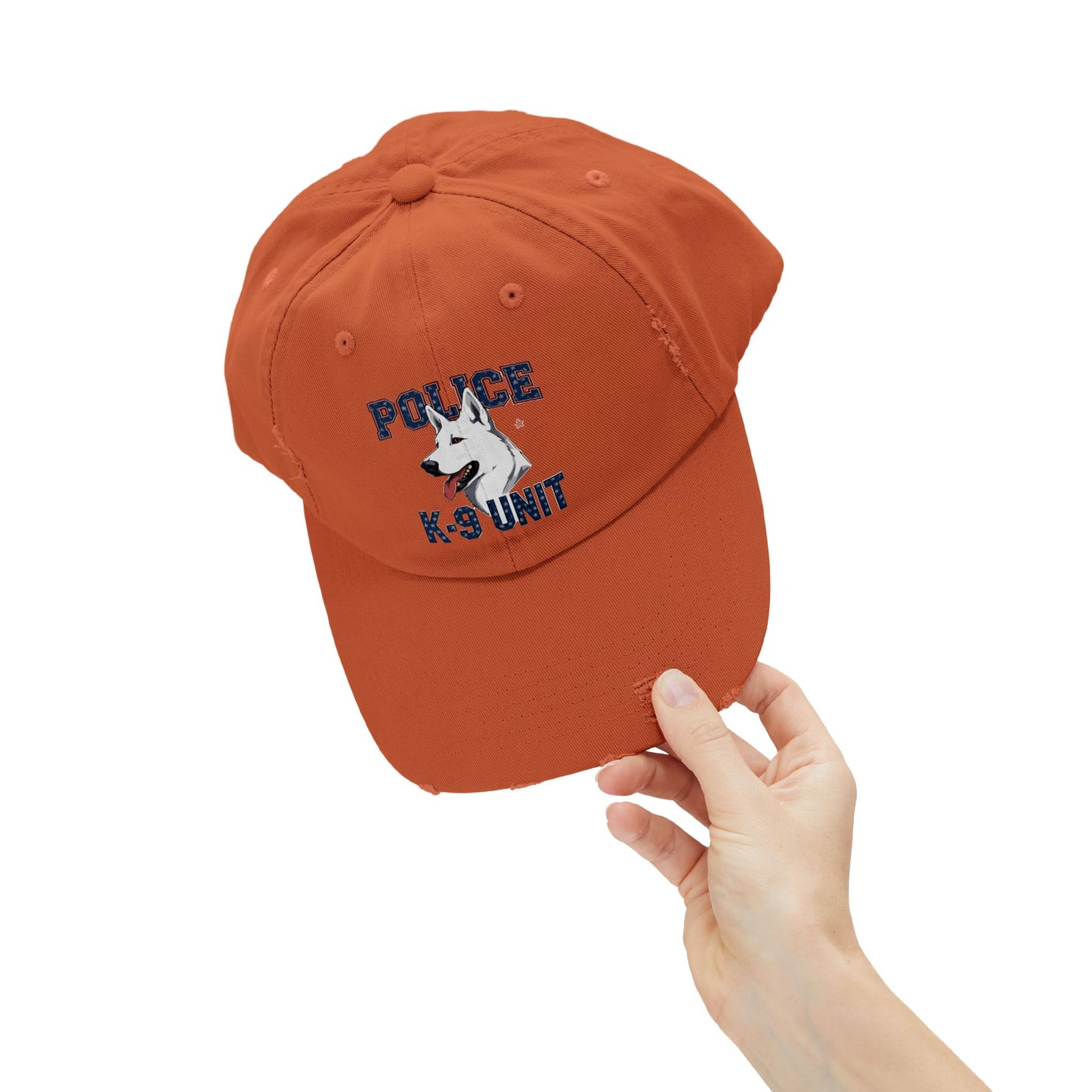 Unisex Distressed Cap with Police K9 Design Featuring German Shepherd, Trendy Dog Lover Hat, Perfect Gift for Police Supporters