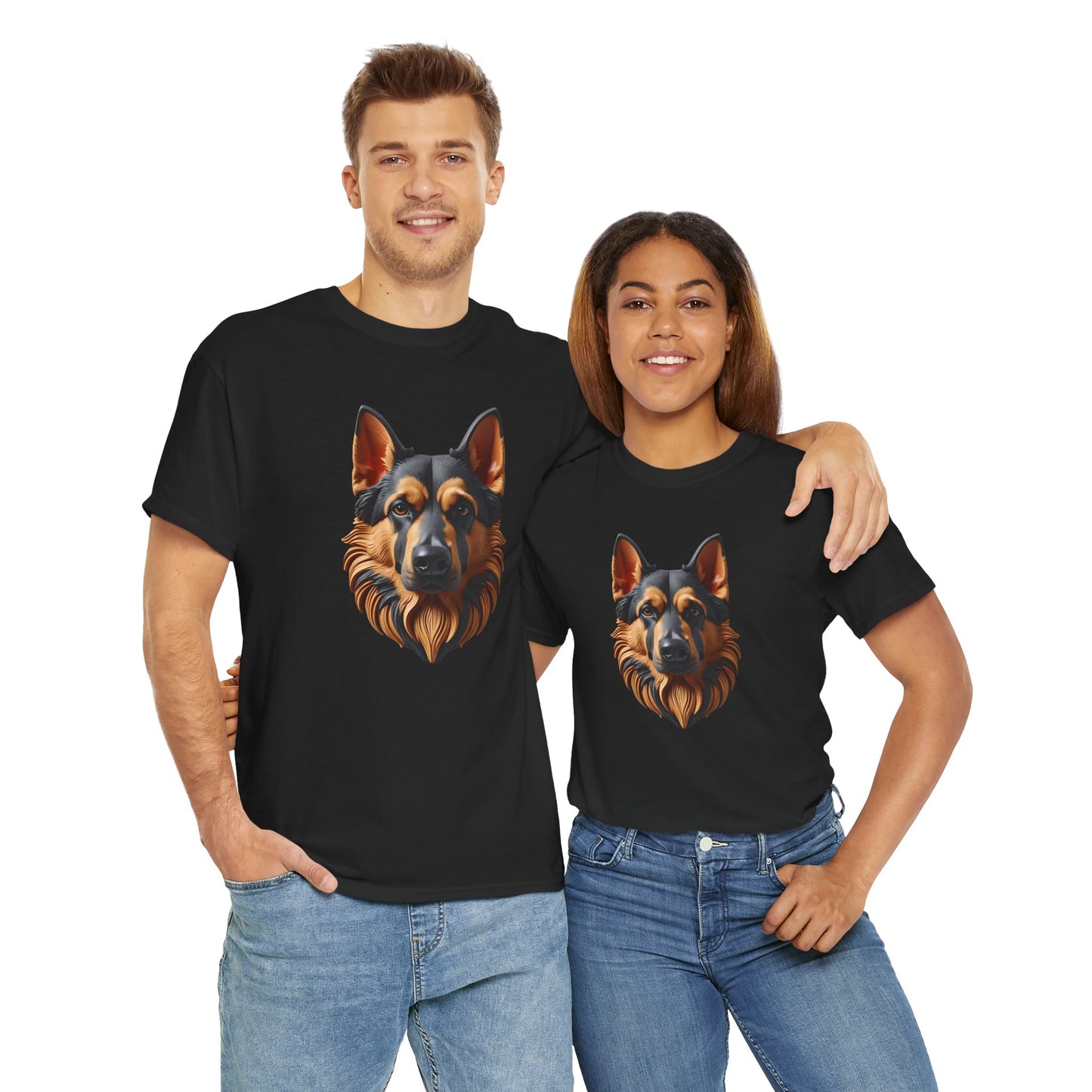German Shepherd Lover Tee With 3D Design, Unisex Cotton Shirt, Dog T-Shirt, Pet Lovers Gift, Animal Enthusiast Apparel