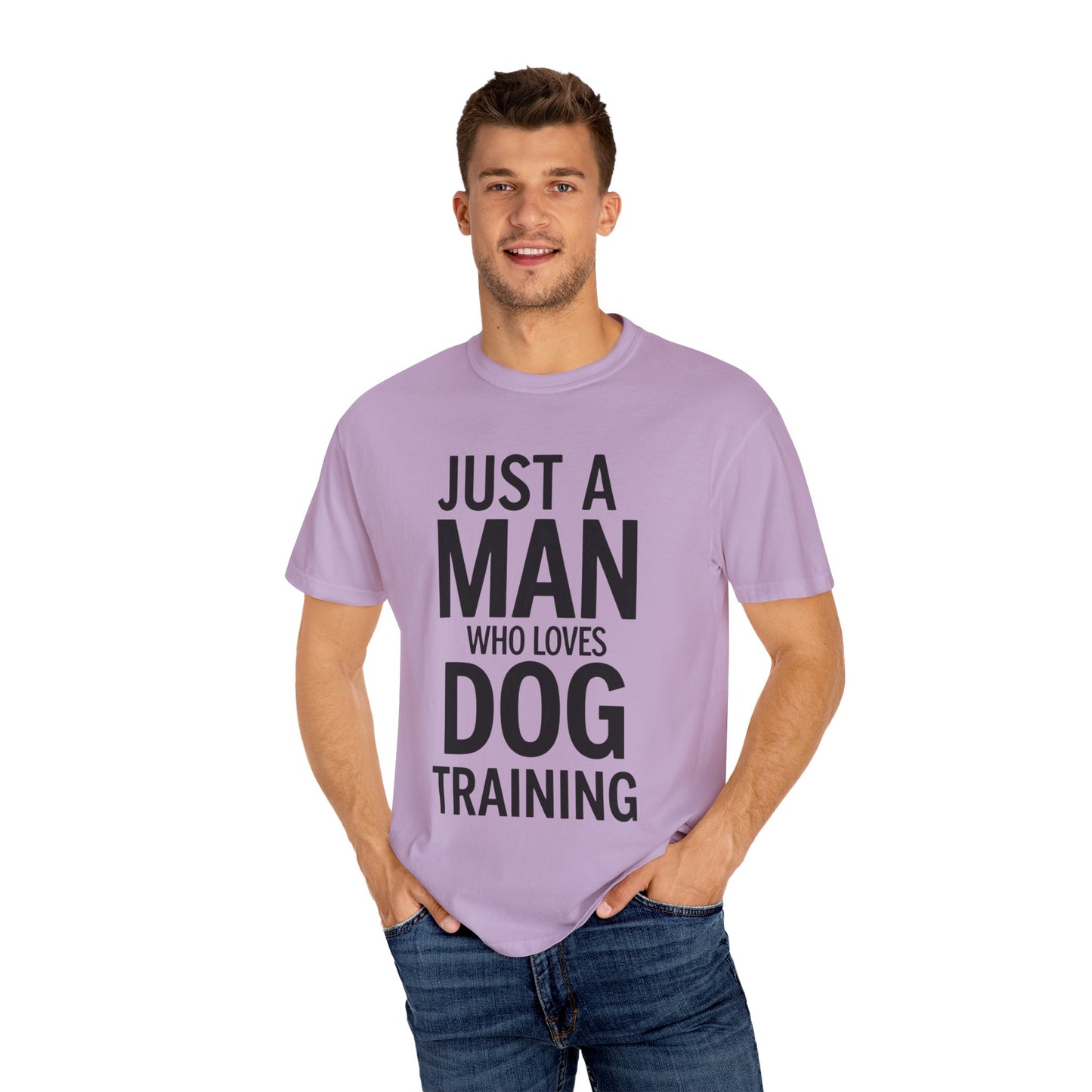 Dog Training Enthusiast T-Shirt - Just a Man Who Loves Dog Training, Pet Lover Gift, Casual Comfort Wear, Dog Owner Apparel, Gift for Dog Lovers