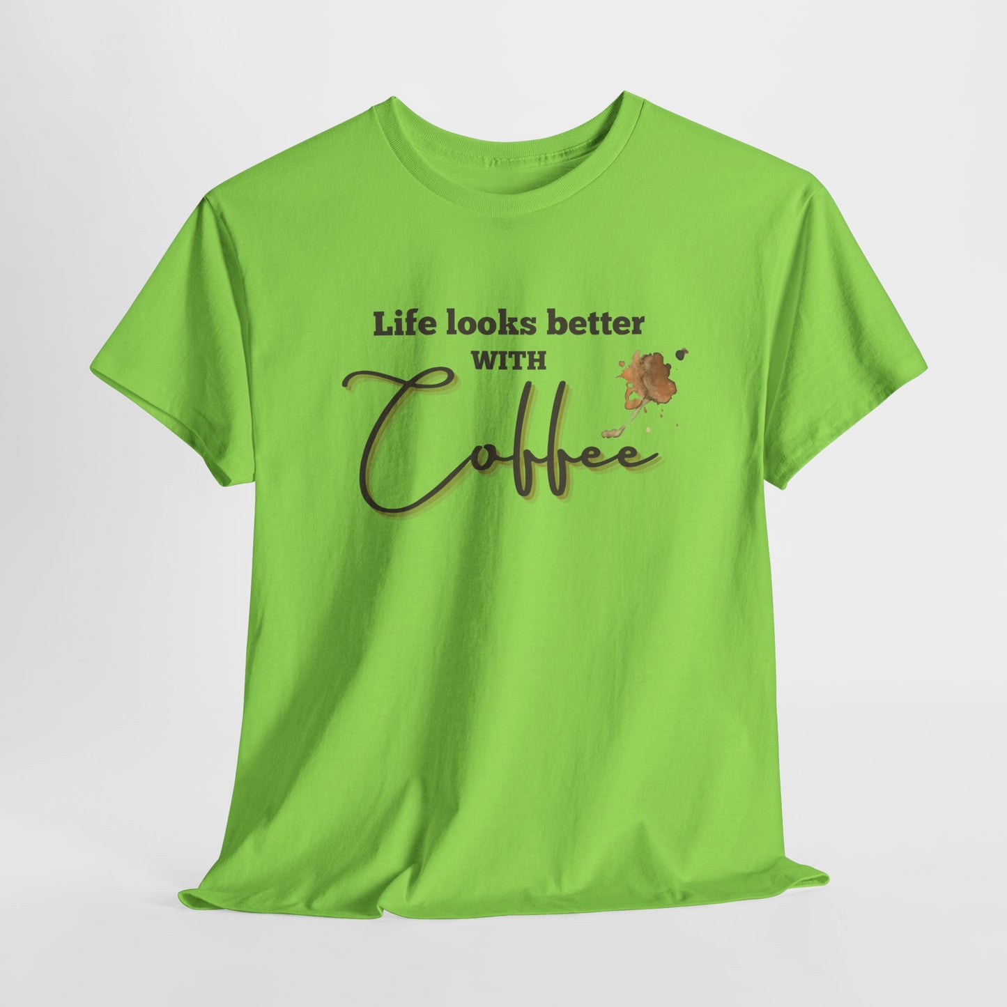 Life Looks Better with Coffee Tee | Unisex Cotton Tee for Coffee Lovers, Gift for Birthdays, Anniversaries, Casual Wear, Coffee-themed