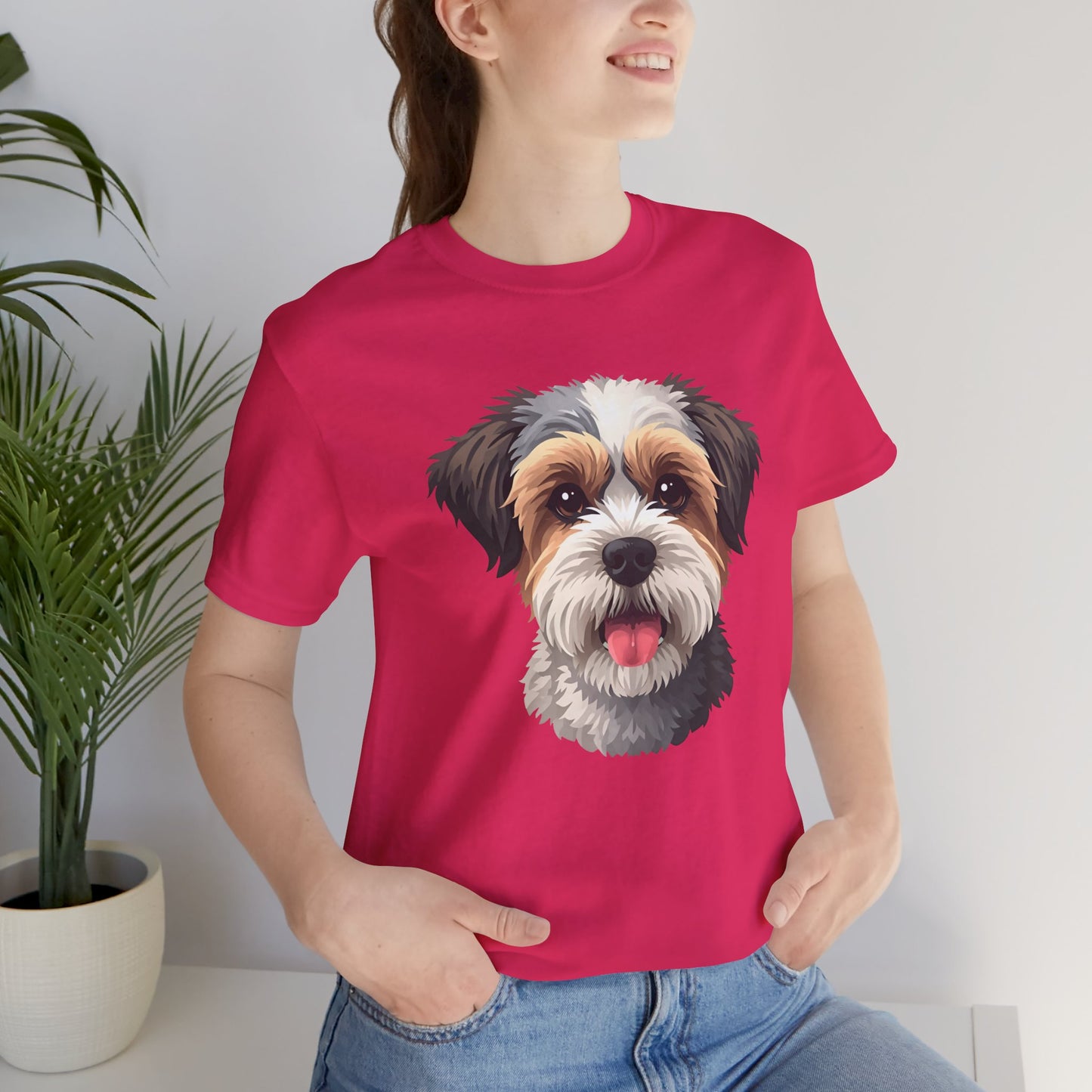 Unisex Dog Lover T-Shirt Featuring a 3D Design of Cute Fluffy Bichon Frise Mix | Gift for Dog Owners