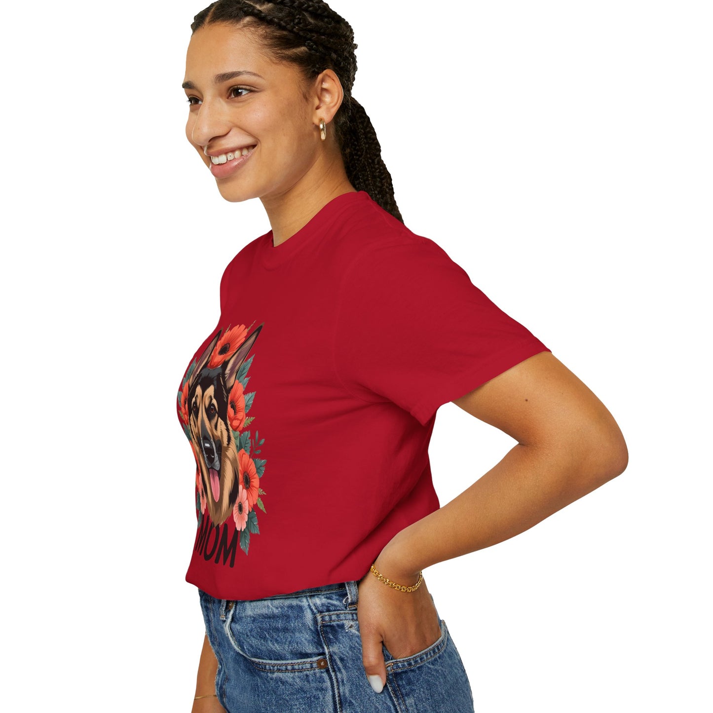 Floral German Shepherd Dog Mom T-Shirt, Perfect Gift for Dog Lovers, Mother’s Day, Birthday, Casual Wear, Comfortable Everyday Tee