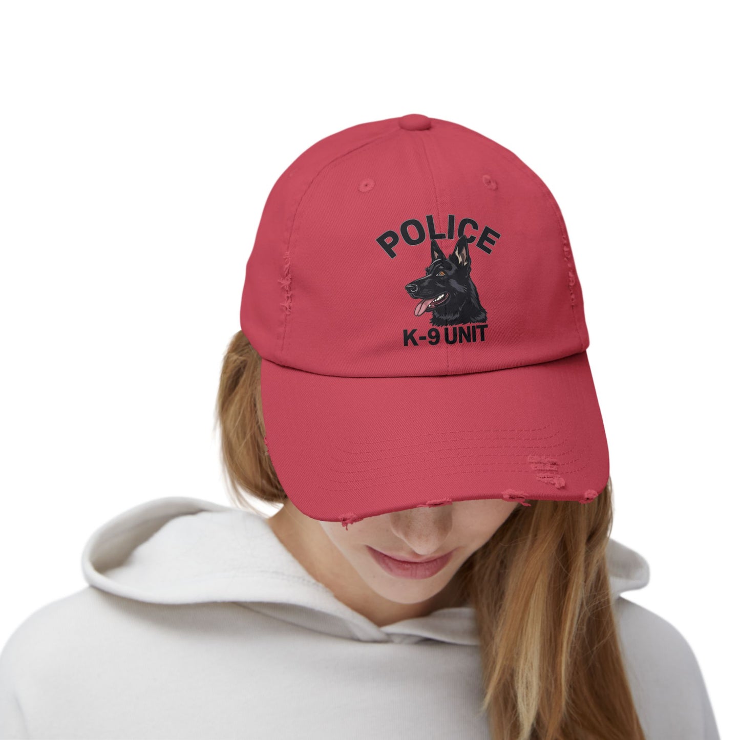 K-9 Unit Police Hat Featuring German Shepherd | Stylish Unisex Distressed Cap | Dog Lover Gift