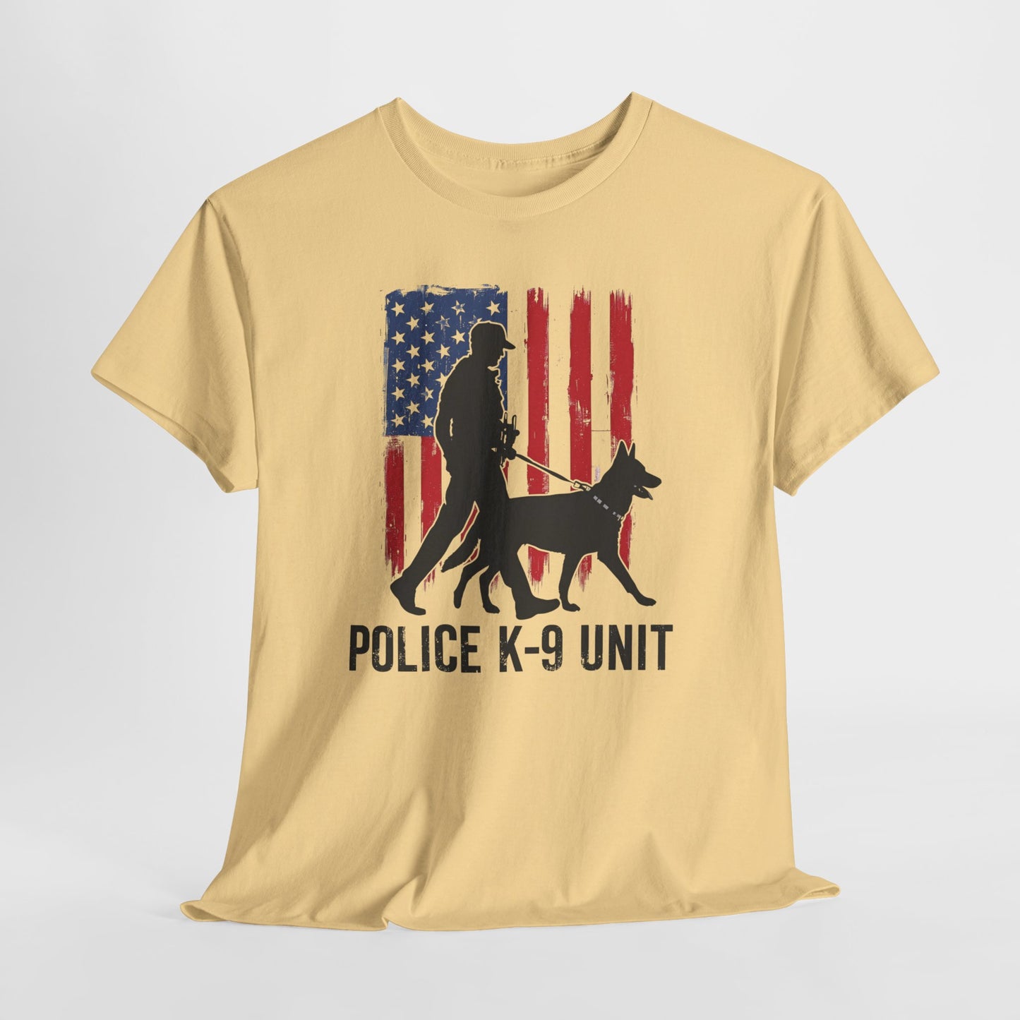 Patriotic Police K-9 Unit Heavy Cotton Tee, Unisex Cotton Shirt for Dog Lovers, Law Enforcement Apparel, Gifts for Police Officers