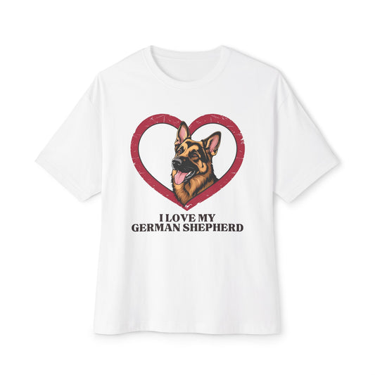 I Love My German Shepherd Unisex Oversized Boxy Tee, Dog Lover Shirt, Pet Owner Gift, Casual Wear, Animal Lover Gift, Birthday Gift