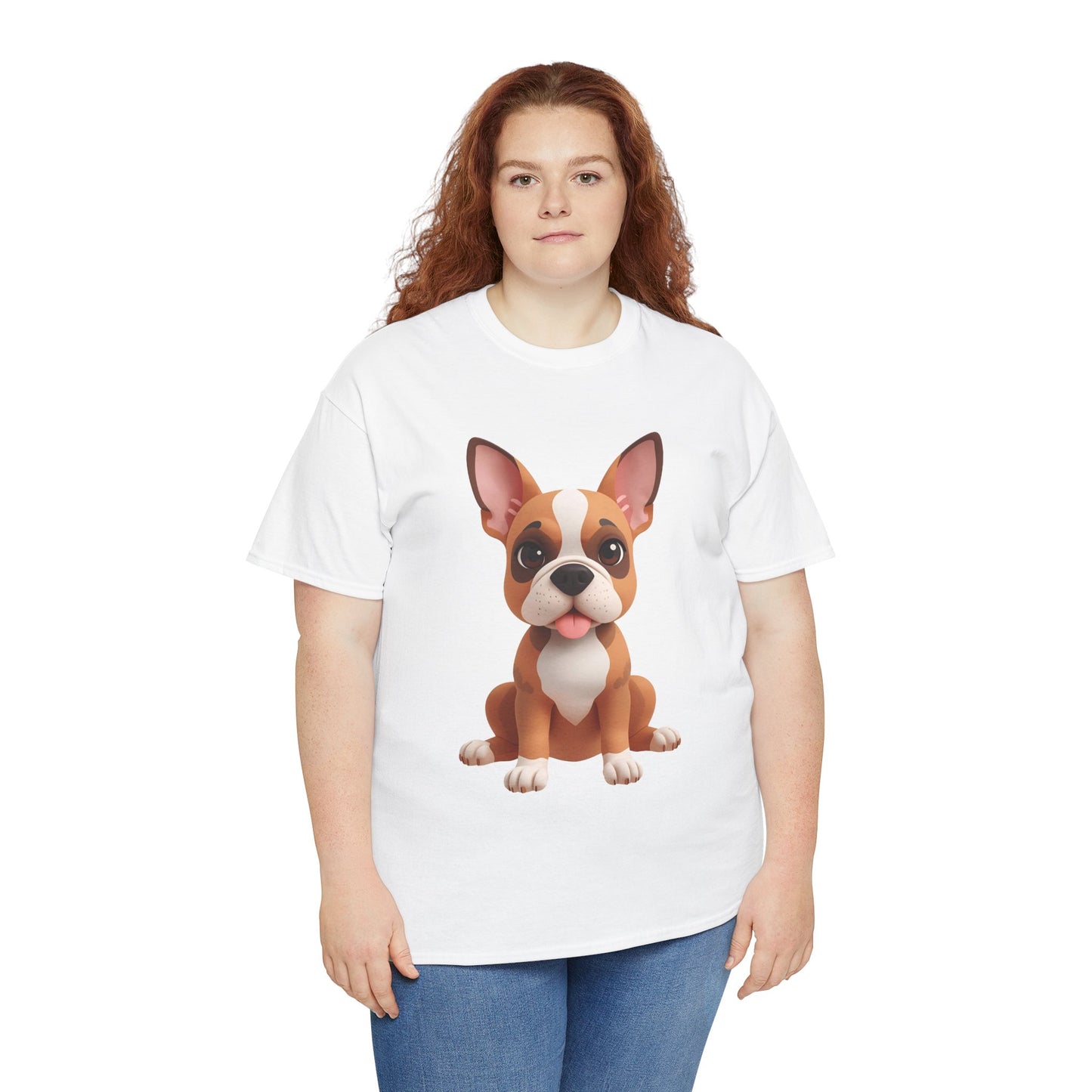 Cute 3D French Bulldog T-Shirt Unisex Heavy Cotton Tee, Dog Lover Gift