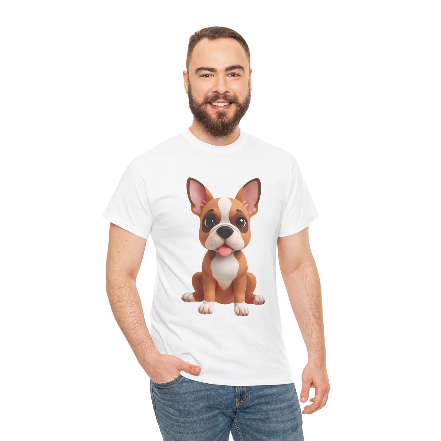 Cute 3D French Bulldog T-Shirt Unisex Heavy Cotton Tee, Dog Lover Gift