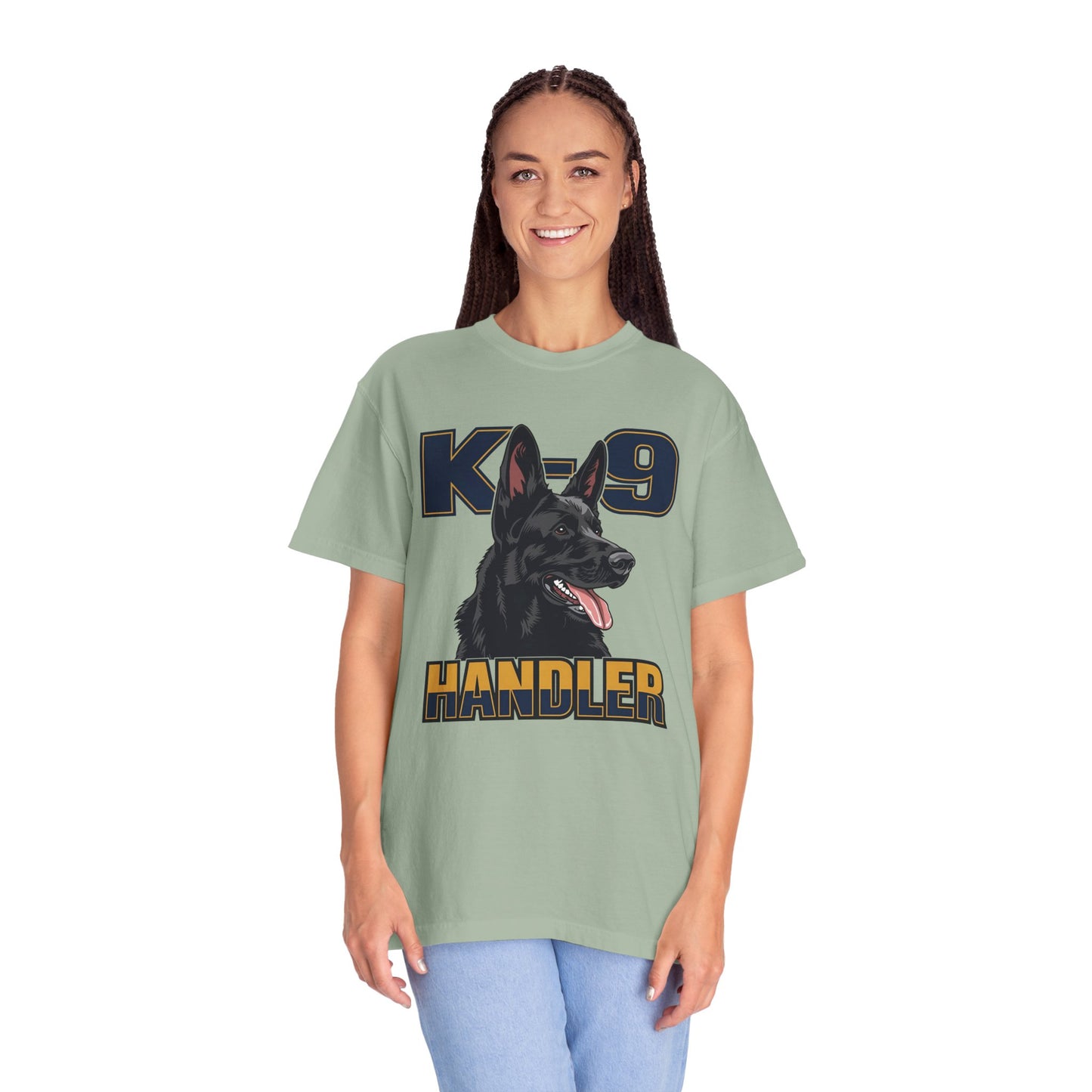 Black German Shepherd K-9 Handler T-Shirt, Garment-Dyed Unisex Tee for Dog Lovers
