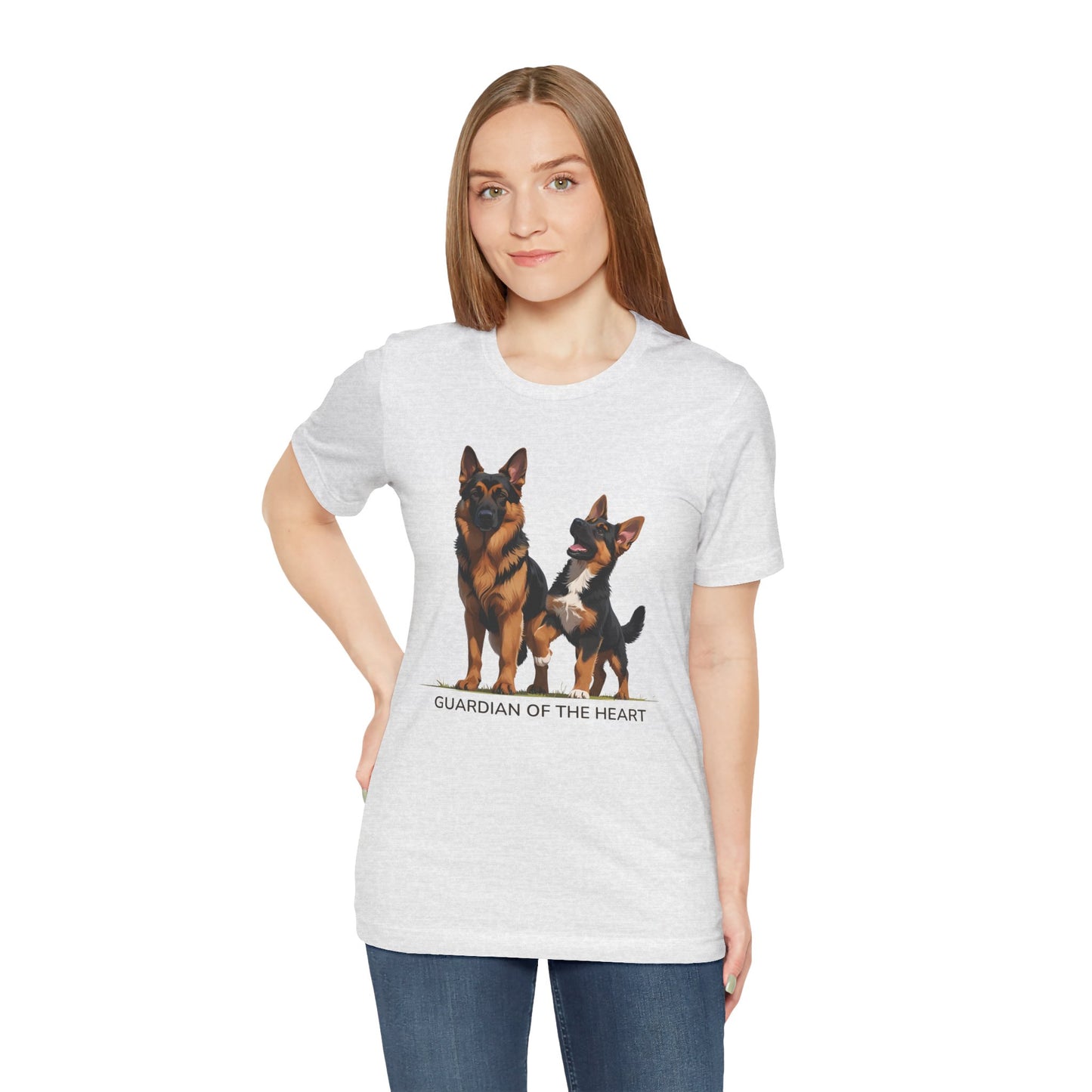 German Shepherd and Puppy Tee - Guardian of the Heart, Gifting for Pet Owners, Cute Graphic Shirt, Perfect for Birthdays, Dog-Themed Apparel