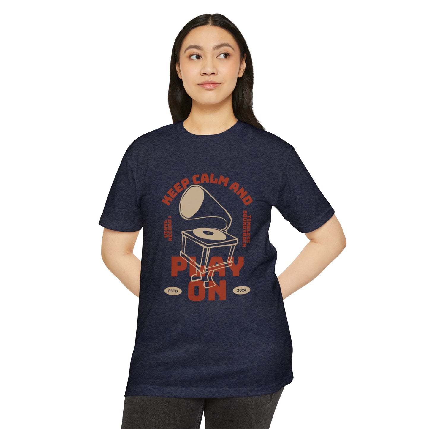 Retro Music Vibe T-Shirt, Unisex Tee, Gift for Music Lovers, Keep Calm and Play On Shirt, Casual Summer Wear, Music Themed Apparel