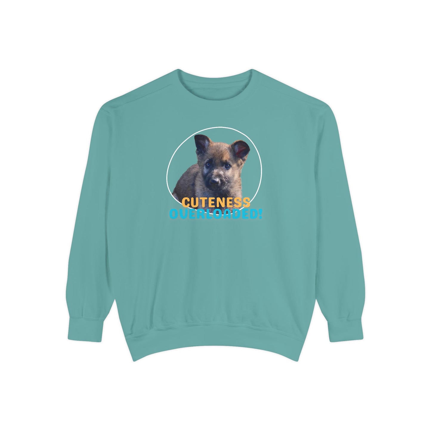 Unisex Dog Lover Hoodie With a Cute Sable German Shepherd Puppy and Caption Cuteness Overloaded