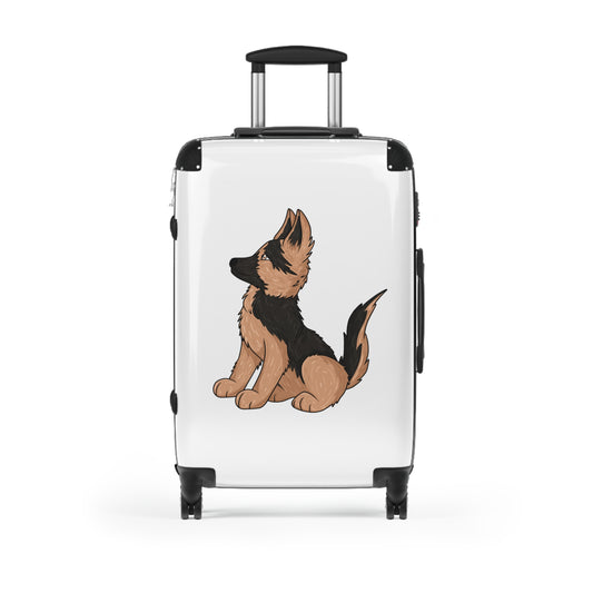 Personalized Dog Lover Suitcase - Featuring Cute German Shepherd Puppy Looking Upward