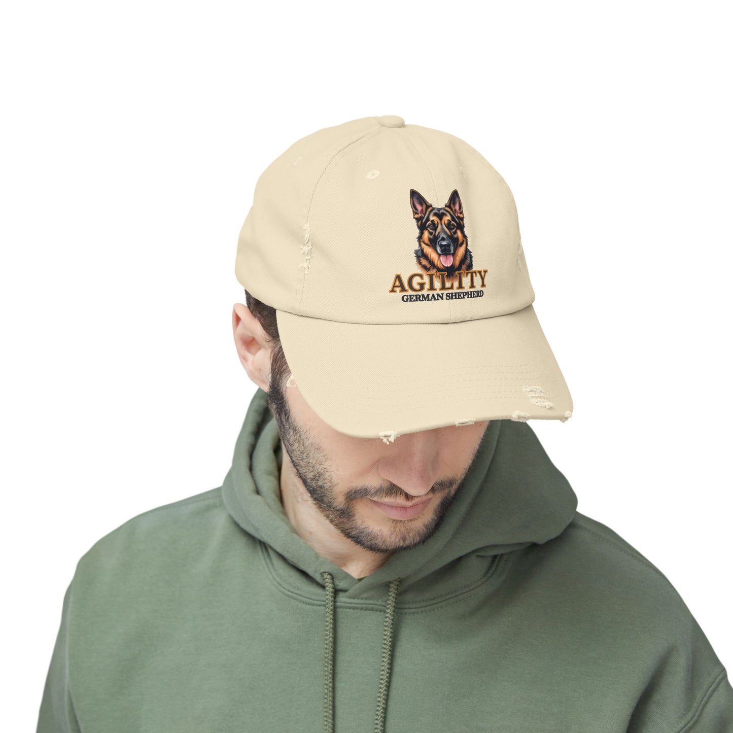 German Shepherd Agility Cap, Distressed Unisex Baseball Hat, Dog Lover Gift, Pet Training Accessory, Outdoor Sports Apparel