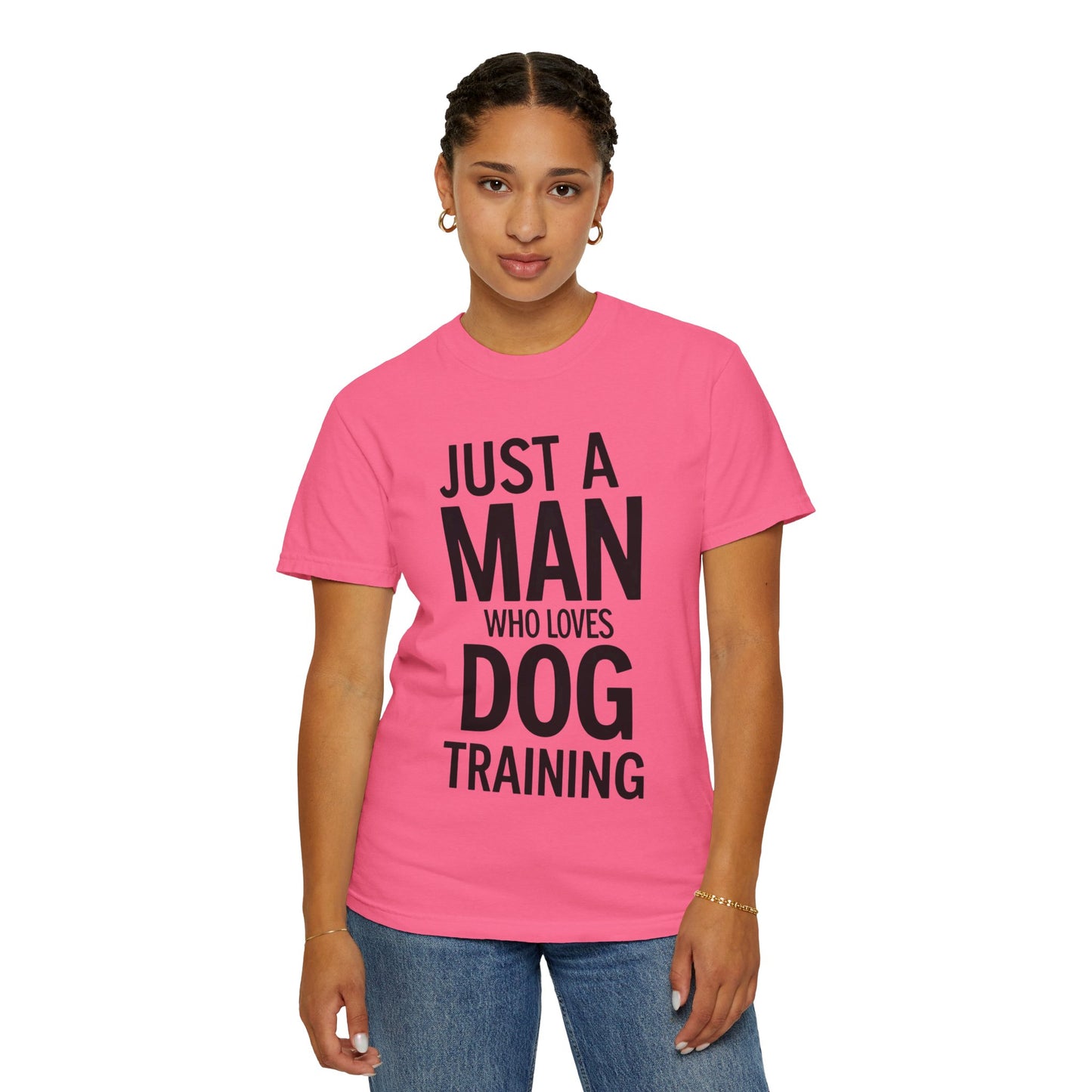 Dog Training Enthusiast T-Shirt - Just a Man Who Loves Dog Training, Pet Lover Gift, Casual Comfort Wear, Dog Owner Apparel, Gift for Dog Lovers