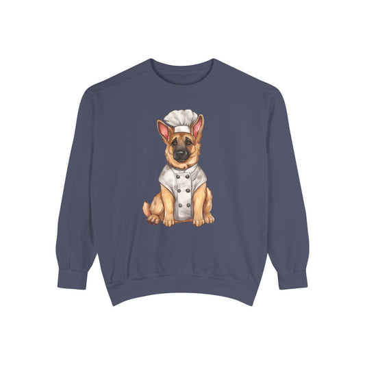 Chef German Shepherd Unisex Garment-Dyed Sweatshirt - Cute Dog Lover Gift