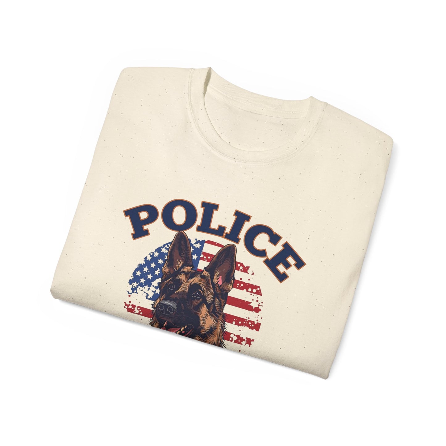 Patriotic Police K-9 Unit Tee for Dog Lovers, Unisex Cotton T-Shirt, Dog Handler Gift, Gifts for Law Enforcement