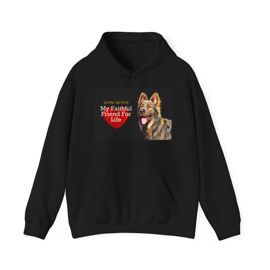 Unisex Dog Lover Hoodie With Old-fashioned German Shepherd and Quote My Faithful Friend For Life
