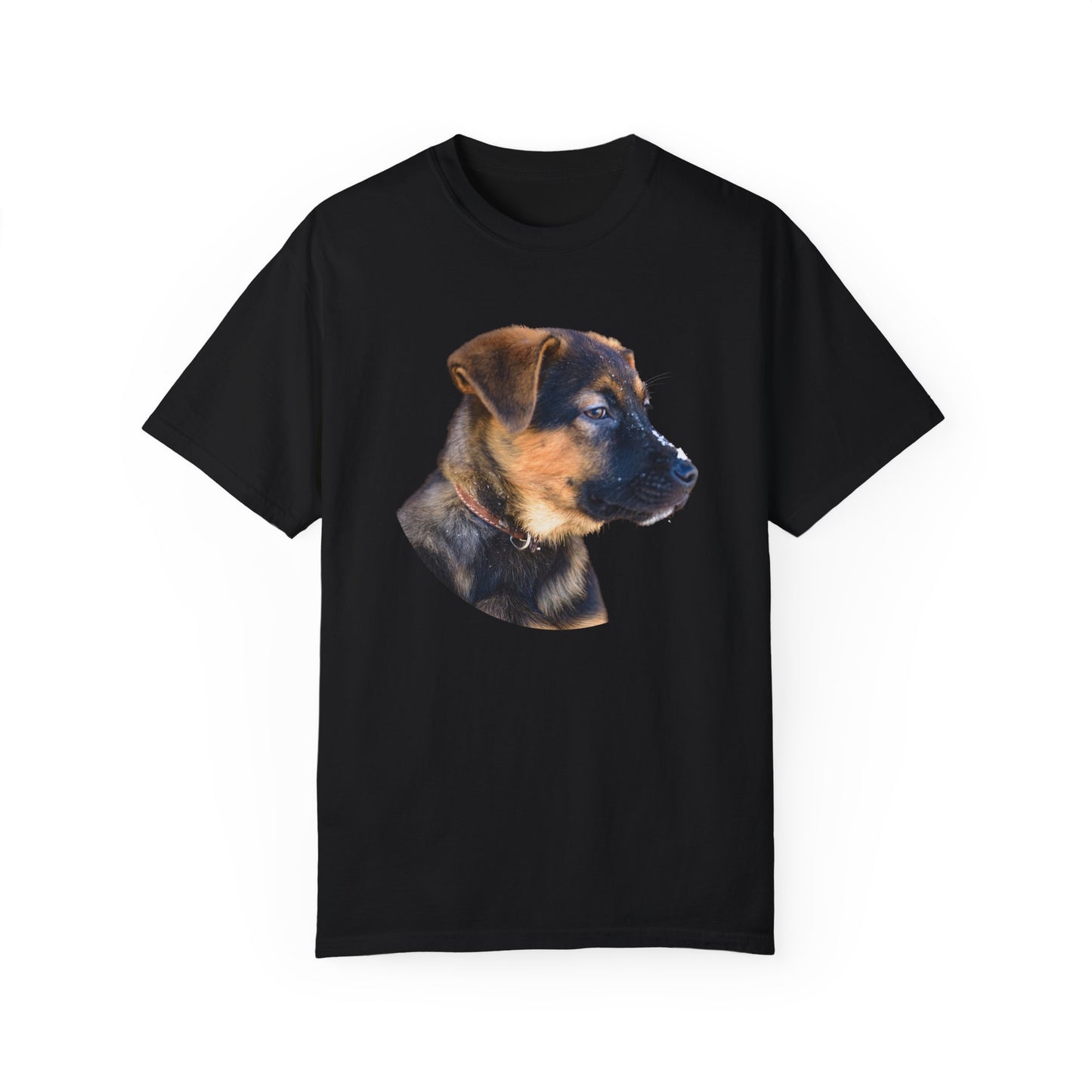 Unisex T-Shirt With Close Up Face of German Shepherd Puppy With Floppy Ears