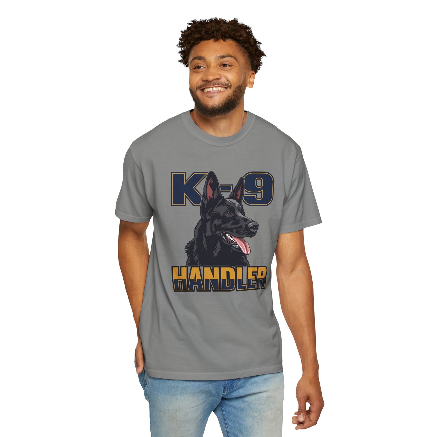 Black German Shepherd K-9 Handler T-Shirt, Garment-Dyed Unisex Tee for Dog Lovers