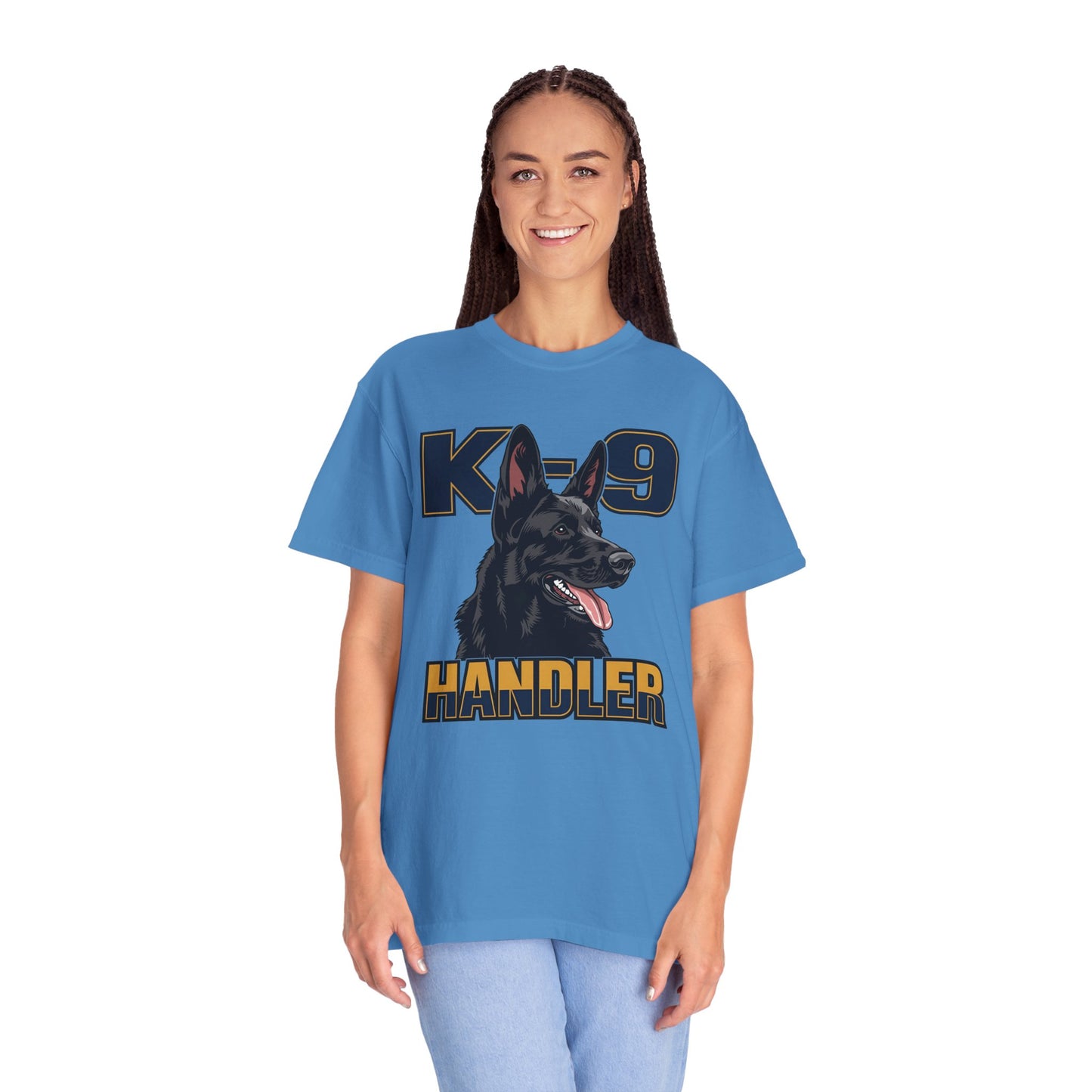 Black German Shepherd K-9 Handler T-Shirt, Garment-Dyed Unisex Tee for Dog Lovers