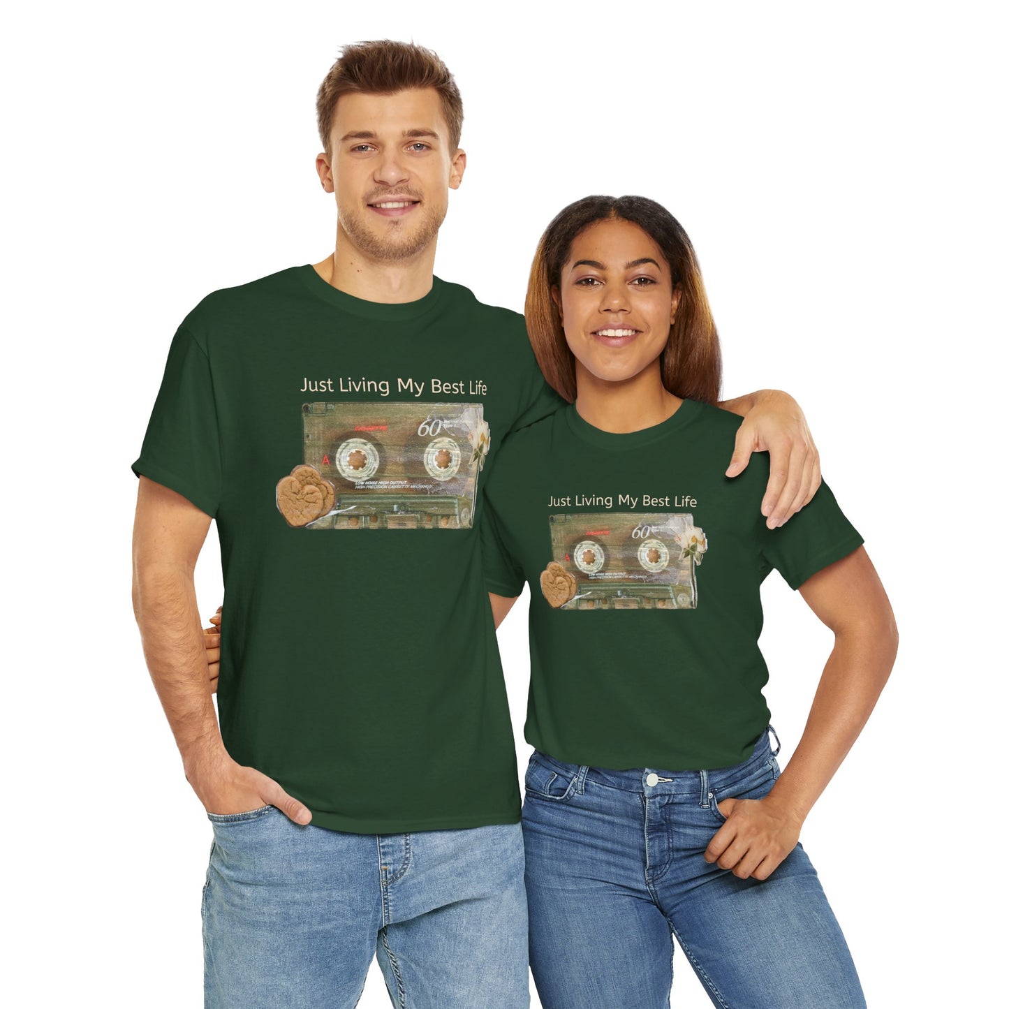 Just Living My Best Life Tee, Vintage Cassette T-Shirt, Casual Wear, Gift for Friends, Music Lover's Apparel