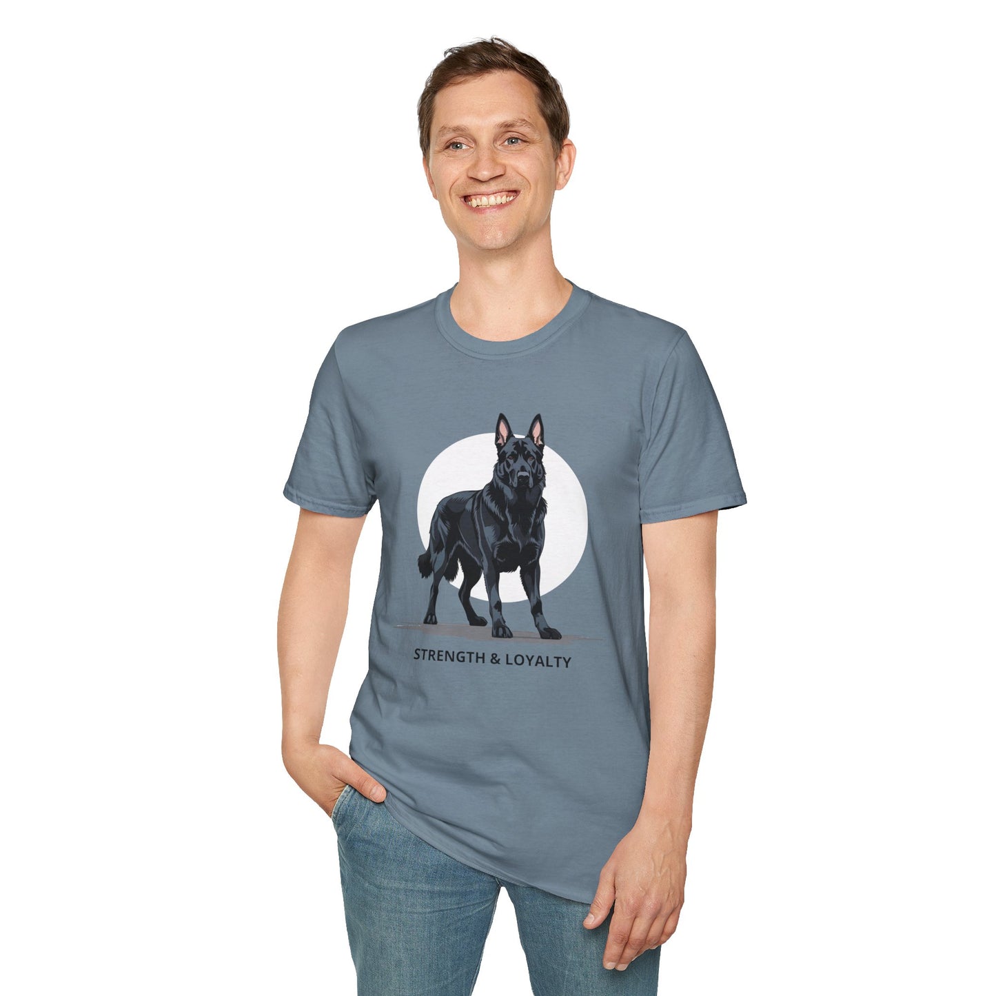 Strength & Loyalty German Shepherd Dog T-Shirt, Unisex Pet Lover Tee, Gifts for Dog Owners, Animal Lovers Apparel, Casual Everyday Wear, Black Dog Shirt